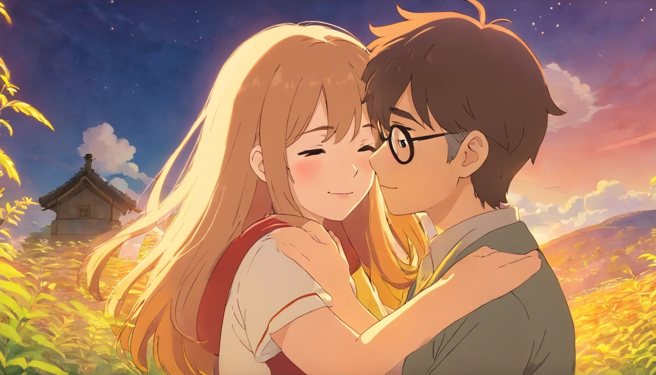 a close-up shot of two friends sharing a warm and heartfelt embrace, capturing the love and joy they feel in each other’s presence