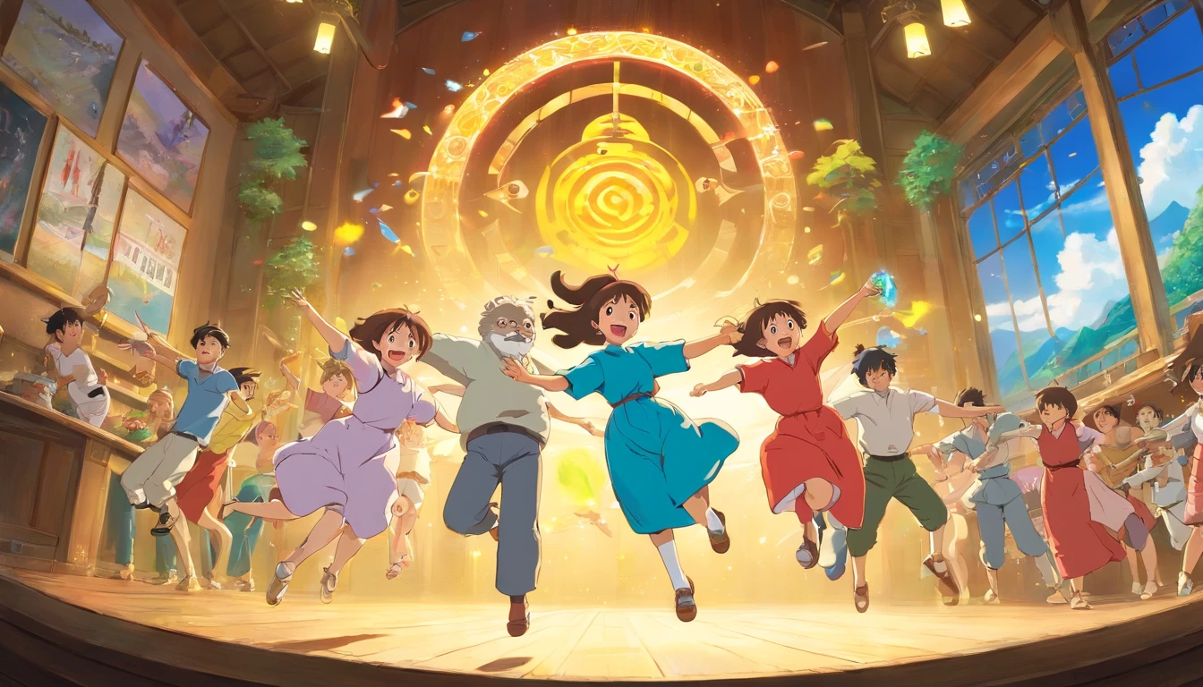 a playful shot of friends engaged in a fun activity together, such as a game or a dance, capturing the energy and excitement of their connection