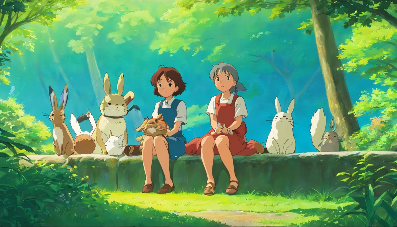 a serene shot of friends sitting together in nature, surrounded by beautiful scenery, with expressions of peace and contentment, highlighting the joy of spending quality time in each other’s company