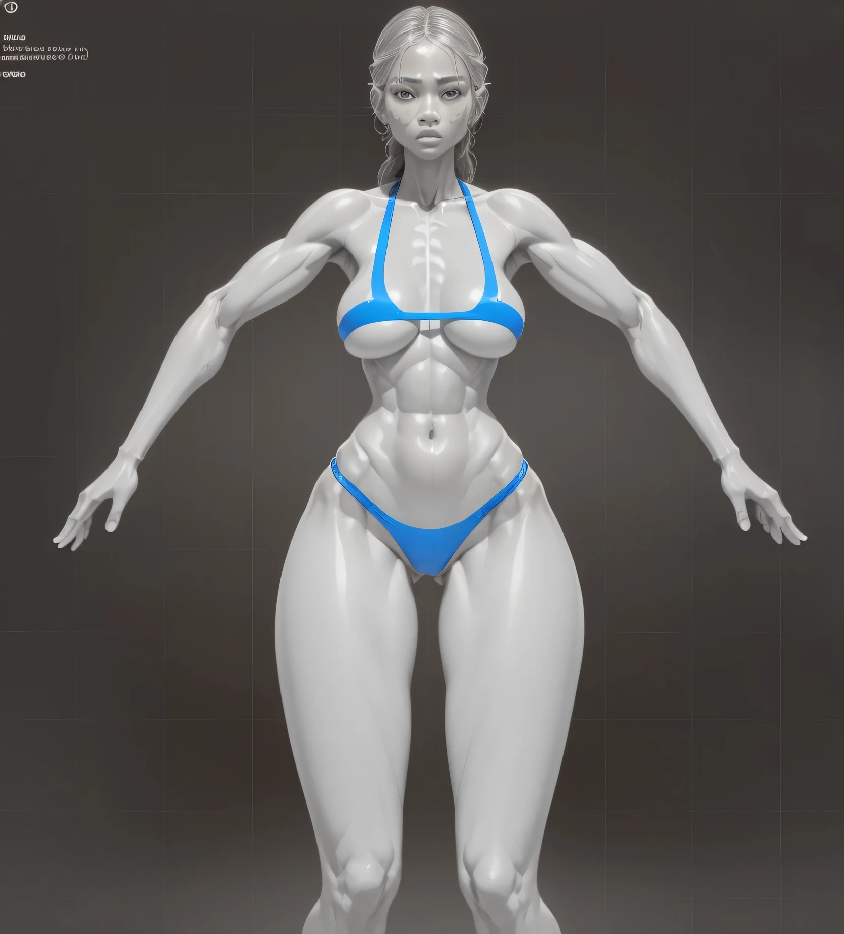 Naked tanned girl with a beautiful body, complete Detailed body, Detailed body, highly Detailed body, Full Character Body, character is in her natural pose, extra Detailed body, The whole body is very detailed, Detailed body and face, realistic shaded perfect body, Realistic body structure, Detailed body and eyes, Detailed body structure, Upper torso included, realistic bikini