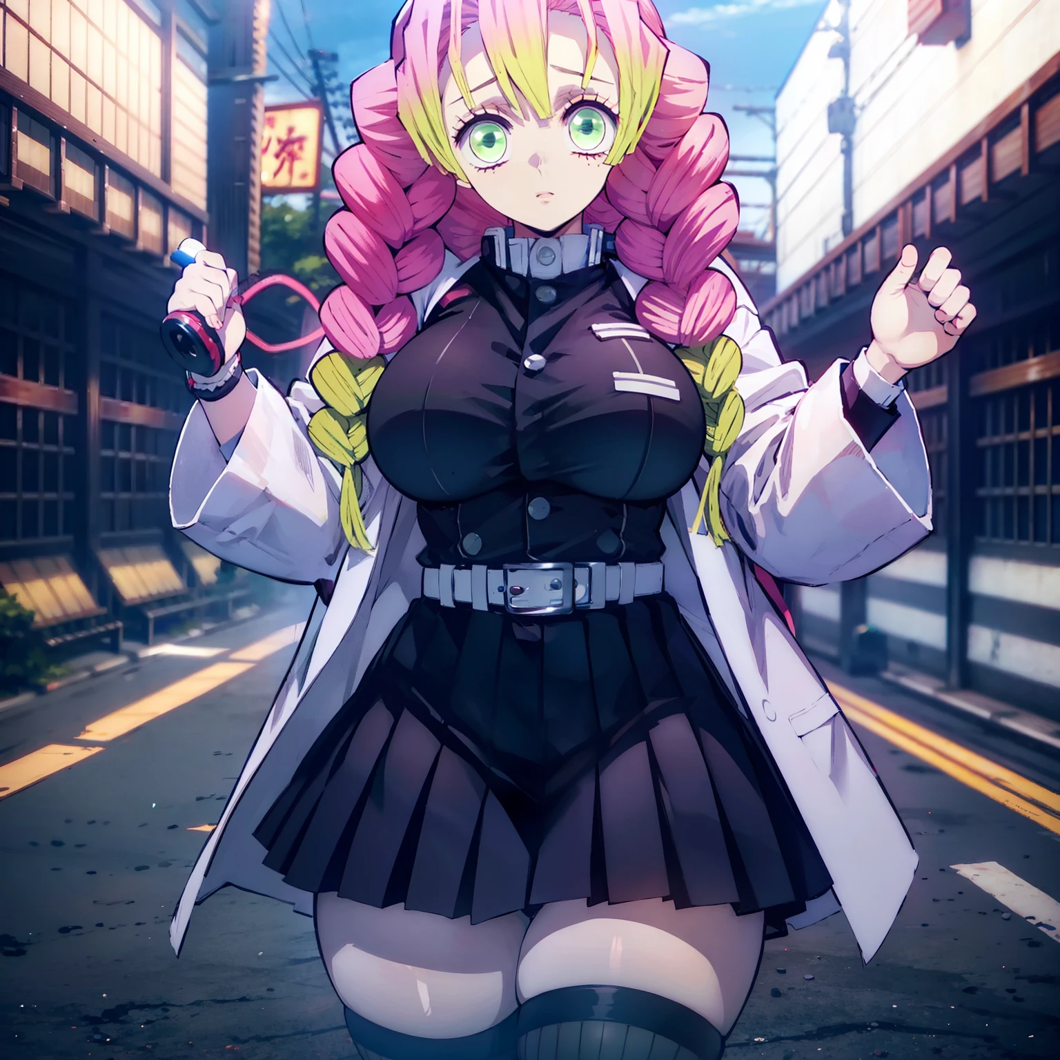 Mitsuri Kanroji de demon slayer sin ropa mostrando su vagina detallada (NSFW) xxx