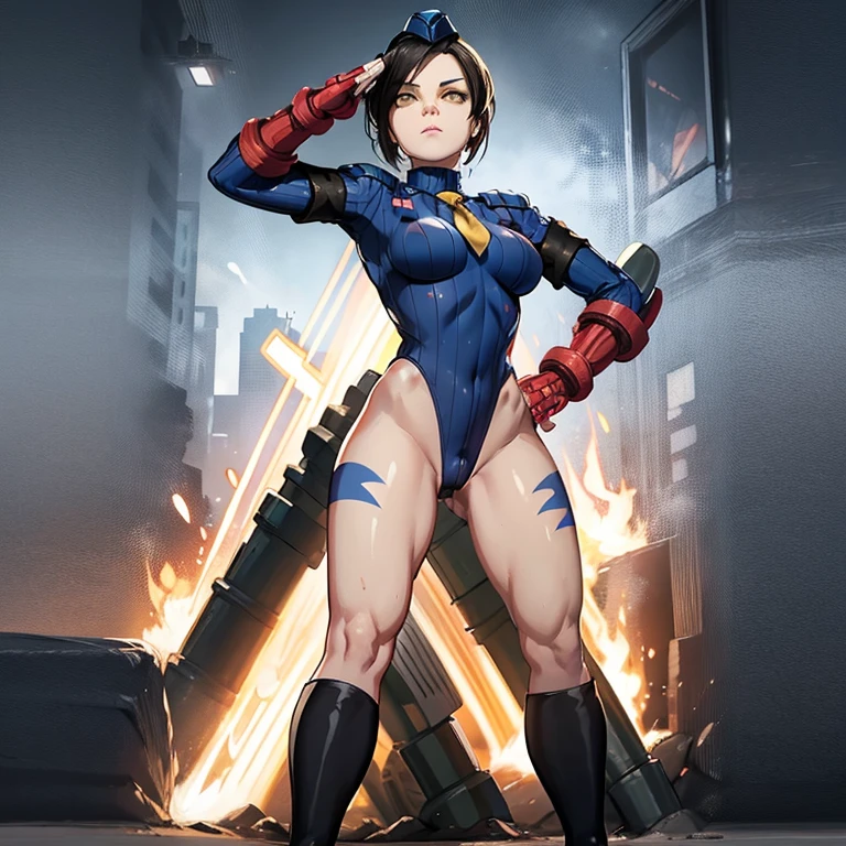 ultra-detailed, Explicit, Beautiful body, Beautiful Nose, Beautiful character design, perfect eyes, perfect face, ultra highres, 4K, beautiful legs, perfect legs, perfect anatomy, Nice hands, Perfect hand, Masterpiece, Best Quality, Highly detailed, illustration, absurdres, street fighter, doll suit, shadaloo doll, dollsuit, girls, multiple girls, expressionless, blank eyes, looking at viewer, red gloves, emotionless, black latex, corrution, mind control, female combatant, full body, hypnotized, unhappy trance, full body suit, ribbed bodysuit, both arms at side, obey, perfect female body, extremely glossy latex, hypnosis, hypnoLora, empty eyes, Mind control device, poses, submissive_pose, Slave, hat, necktie, stand up straight, standing, standing at attention, hat, necktie, belt, latex, ribbed bodysuit, thigh-highs, garter belt, Fighting Stance, military, thigh boots, extending the right arm from the shoulder into the air with a straightened hand, nazi saluting, military saluting, salute, Little Sister, BioShock, glowing eyes, yellow eyes, black hair, pale skin, ponytail