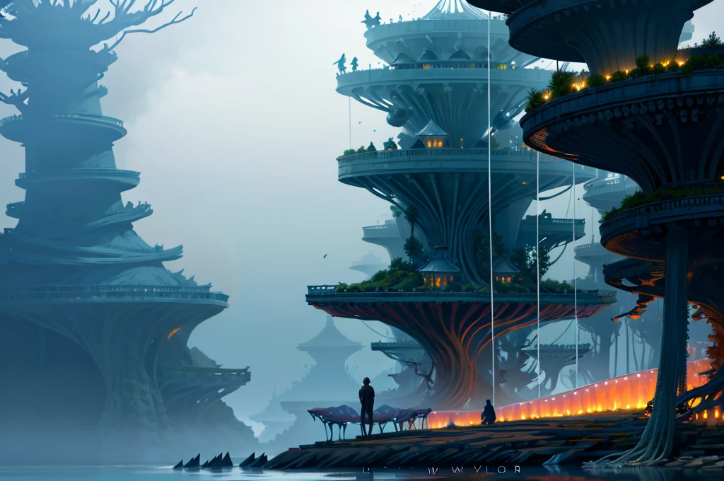 Masterpiece, High Quality, Ocean Forest, City, Fantastic Fantasy, Glowing Plants, Coral Viaduct, (Swarm of Glowing Jellyfish), (Shoal of Fish with Transparent Wings Flying in the Sky), Misty, Extreme Detail, Morning Light, Epic Composition, (Intricate Detail), (Intricate Design, Ultra Detail: 1.2), Art Station, (Masterpiece, Best Quality), Ultra HD, 32k ,castle,1girl