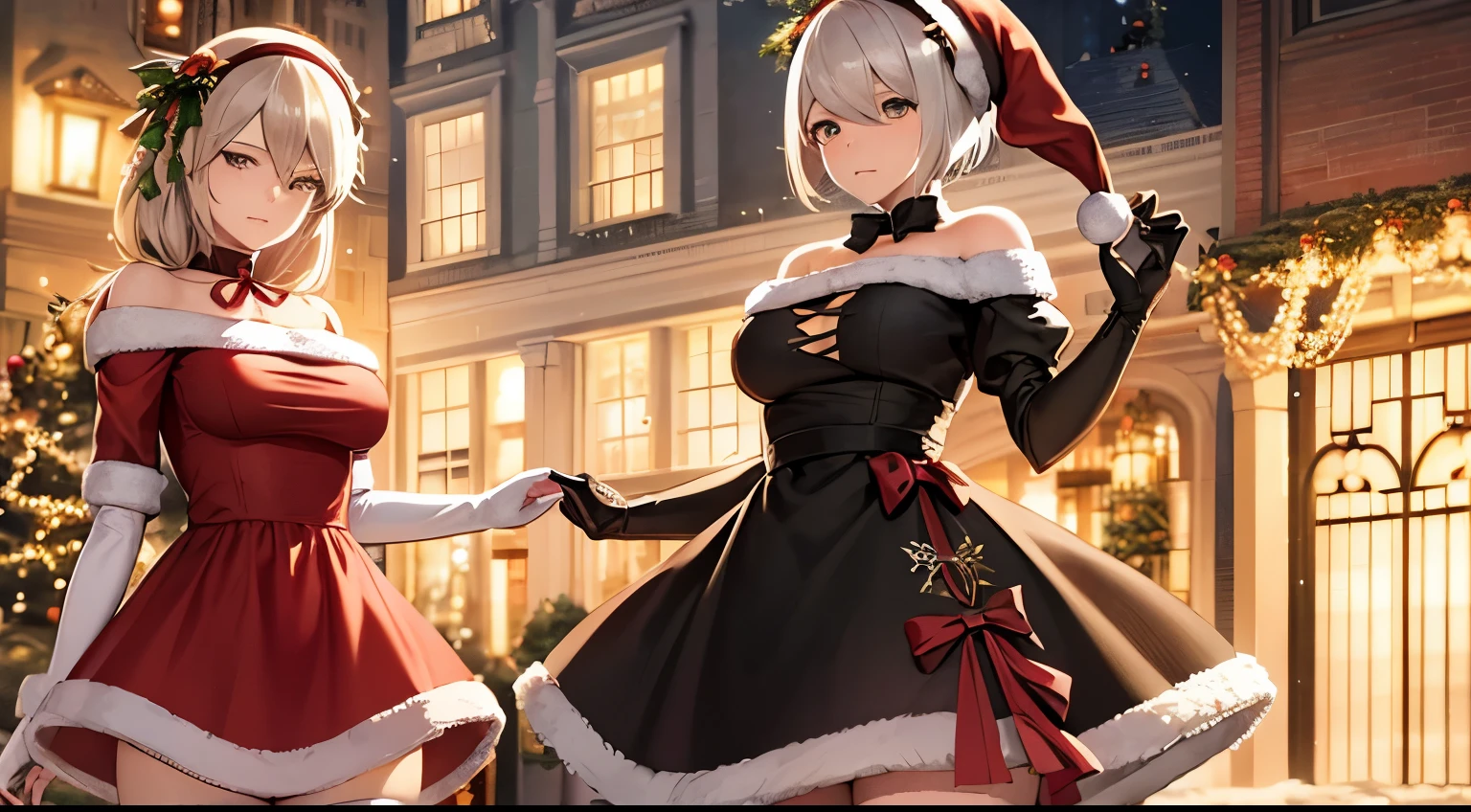 NieR:Automata,2B,a pretty woman,Christmas,16:9,4K