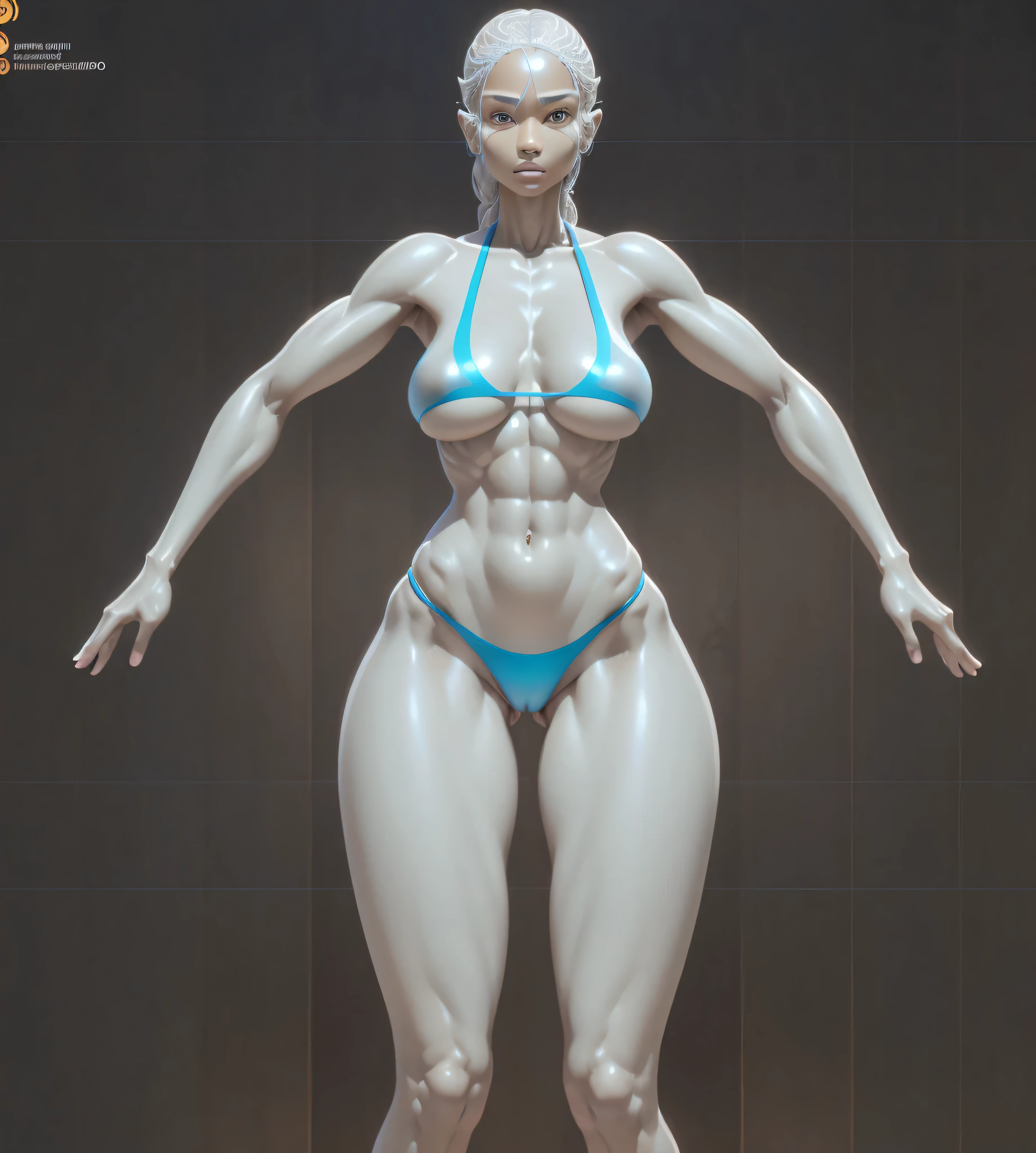 Naked tanned girl with a beautiful body, complete Detailed body, Detailed body, highly Detailed body, Full Character Body, character is in her natural pose, extra Detailed body, The whole body is very detailed, Detailed body and face, realistic shaded perfect body, Realistic body structure, Detailed body and eyes, Detailed body structure, Upper torso included, realistic bikini