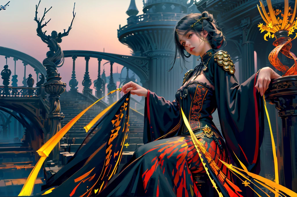 (masterpiece、top-quality、top-quality、Detailed and complex、Official art、Beautifully Aesthetic:1.3)、(1girl in:1.3)、(Fractal Art:1.3)、colourfull、Vivid、Victorian costume