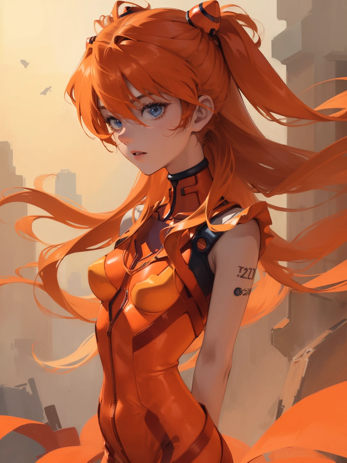 nsfw,nudes,(master part, best quality), 1girl, beautiful face, Corpo bonito, Souryuu_Asuka_Langley, Plugsuit, Bodysuit, Fone de ouvido de interface, Bodysuit vermelho, cabelo entre os olhos, traje piloto