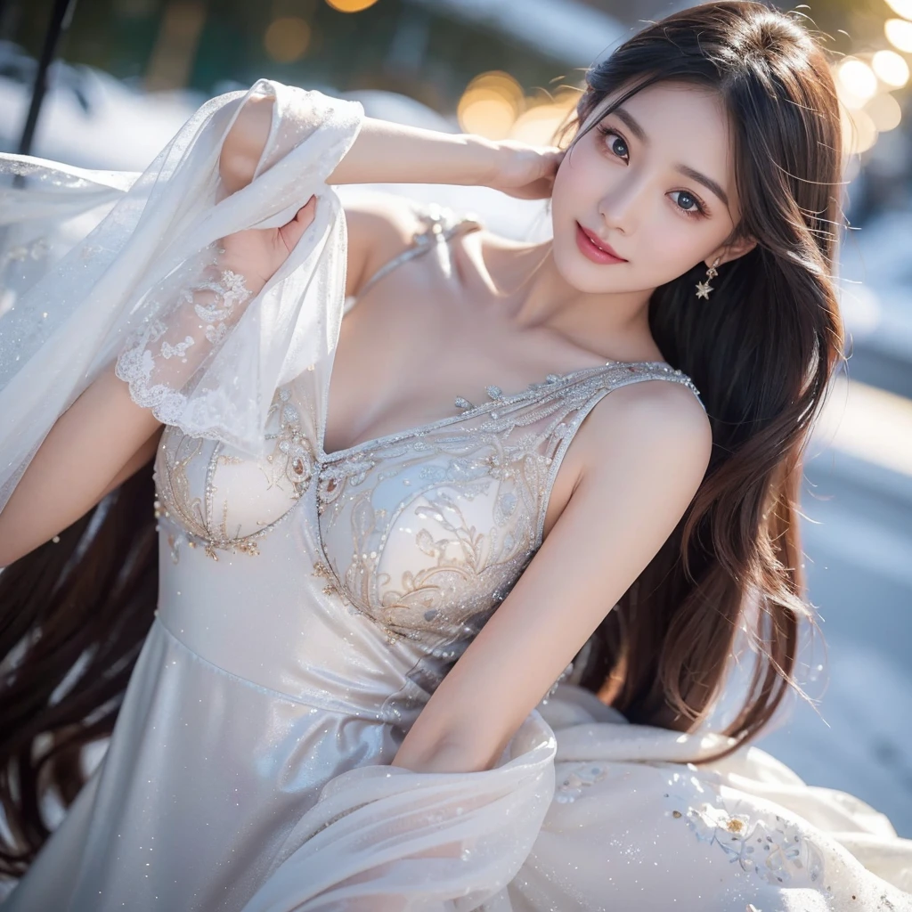on this christmas eve的寒冷中,A stunning beauty appears。She wore a gorgeous dress that sparkled with red and green Christmas patterns,Every detail shows unparalleled sophistication and elegance。The skirt is light and flowy,Like snowflakes dancing in the wind,Bringing a wonderful scenery as she walks。
This stunning beauty has a perfect slender figure,The looming curves are fascinating。The slender leg lines outline a graceful arc,Reflecting her tall figure,Intoxicating like a work of art。Her slender waist is slightly tightened,Showing her healthy and charming body。
The skin of the stunning beauty is as smooth and delicate as snow,Exudes a light rose fragrance。Her eyes sparkle with bright stars,The crystal clear eyes reveal gentleness and wisdom。Thick eyelashes flutter gently,dancing like a butterfly,Adding a mysterious and charming charm to her。
Her lips parted in a smile,exuding sweetness。Those rose lips,Soft and plump,As if hiding endless tenderness and love。When she raised her head slightly,The sun shines on her face,Reflecting her perfect facial features,Detailed eyebrows、A straight nose and a beautiful face,Constitute an impeccable appearance。
The long hair of the stunning beauty falls like a waterfall,Black shiny and supple。Every strand of hair is delicate and shiny,Gently brushing her shoulders,Adding a sense of tenderness and mystery to her。
This stunning beauty is not only mesmerizing in appearance,It exudes an inner light。Her calm and confident steps and warm smile,Gives people a sense of peace of mind and happiness。Her presence seems to light up the entire Christmas Eve,Adding a unique charm and warmth to this special moment。
on this christmas eve,The stunning beauty in a Christmas dress has a desirable appearance,Every detail of her exudes incomparable brilliance。She became the brightest star in this beautiful night,Make people's hearts flutter,Never forget。
