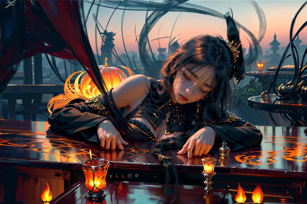 (masterpiece、top-quality、top-quality、Detailed and complex、Official art、Beautifully Aesthetic:1.3)、(1girl in:1.3)、(Fractal Art:1.3)、colourfull、Vivid、Victorian costume, see through, , best quality,ultra high res,, floating flowers, floating hairs, (shining), best lighting, best shadow, Crepuscular rays, foggy, ((rim light)),, pastel color, warm light,The overall effect is one of timeless elegance and grace,long hair,r hair waist length Super realistic well detailed, masterpiece, best quality, {best quality}, {{masterpiece}}, {highres}, focus,