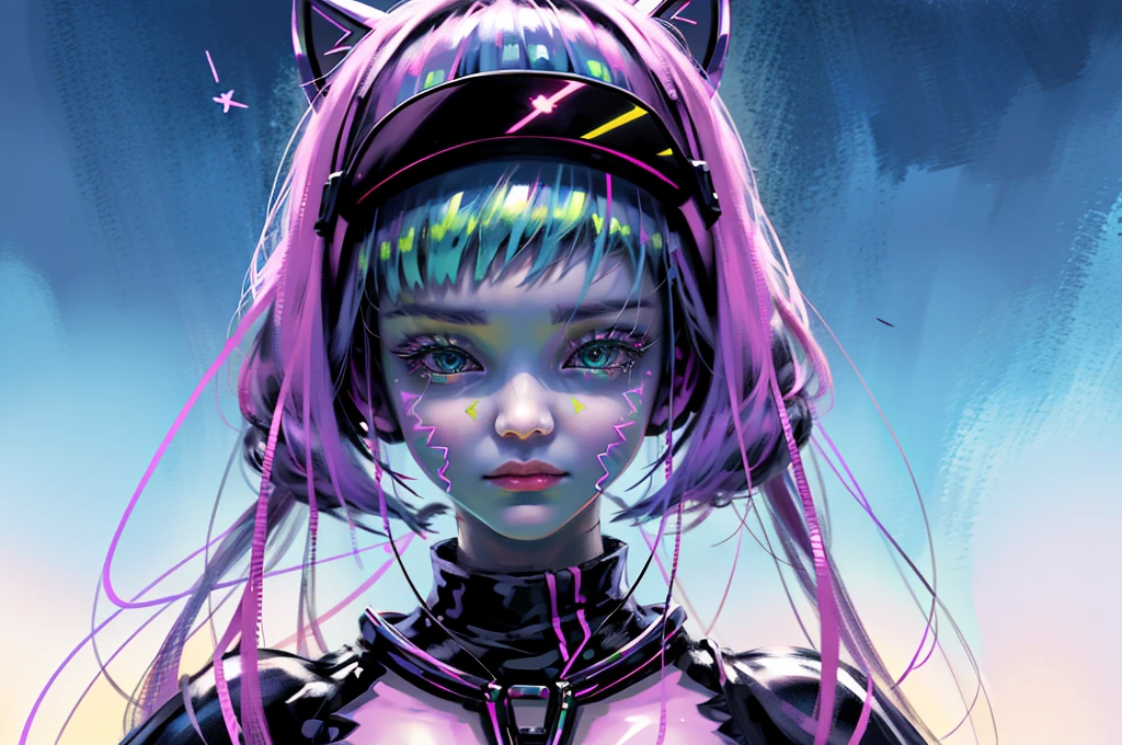 Facing out, looking forward, front face,Alien, other world woman, alien face, alien face, Green woman, green skin, alien aspects, extraterrestrial face, extraterrestrial eyes, non-human appearance