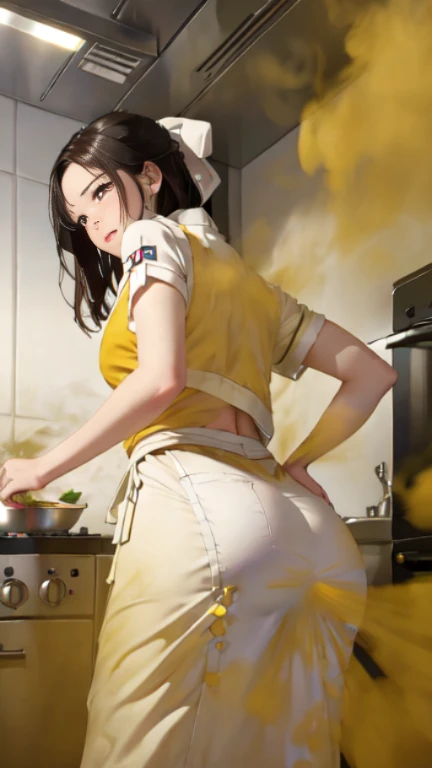 ((velocity)),Attacked by farts, (((Women farting))),(girl farting while cooking in the kitchen)),smiled slightly,velocity,(a female ager ),(wearing pajamas),(stand facing the food),(her butt facing the screen)) (shorthair blackhair),(Asian woman),(kitchen),(masterpiece:1.2、top-quality)、(the Extremely Detailed CG Unity 8K Wallpapers、ultra-detailliert、Best Shadows)、(细致背景)、(The best lighting、extremely delicate and beautiful)、depth of fields、1girl in、独奏,