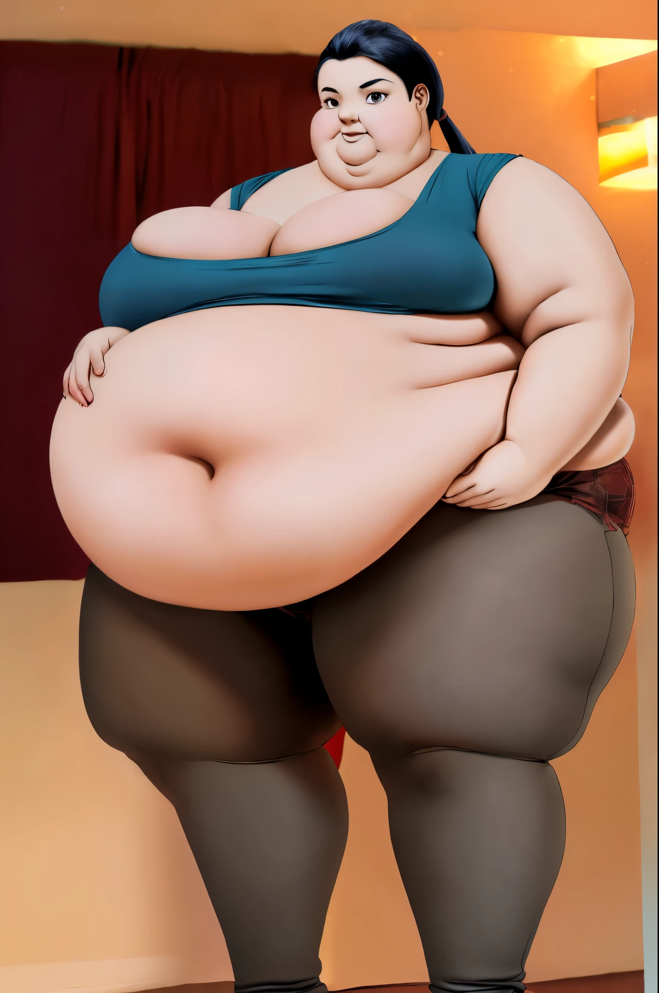 Hay , solo, long hair, twintails, black hair ,brown eyes, casual clothes, upper body, sitting, outside, stars, smiling, (insanely detailed, beautiful detailed face, masterpiece, best quality) cinematic lighting, cleavage,extremely obese, (obese belly):1.7, (obese legs):1.5, fat rolls, SSBBW Adeline body,(thicc:0.5), (WeightImmobile:1.3), (obese:1.2) (round face:1.3), huge belly, wide hips, from below, discoelysium, legs spread, muffin top, pudgy, Big  Bump pregnant, Big boobs, Big pregnant Belly, Big Pregnant girl, Largest Belly of Pregnant, Huge Pregnancy, Huge 9 months Pregnancy Belly, huge belly expansion, huge belly girl, morbid obesity,800lbs,enormous fat belly, rolls of fat, fat thighs, Massively Bloated Abdomen, ridiculously large spherical Belly, oversized spherical stomach, ridiculously oversized pregnant belly, huge stomach