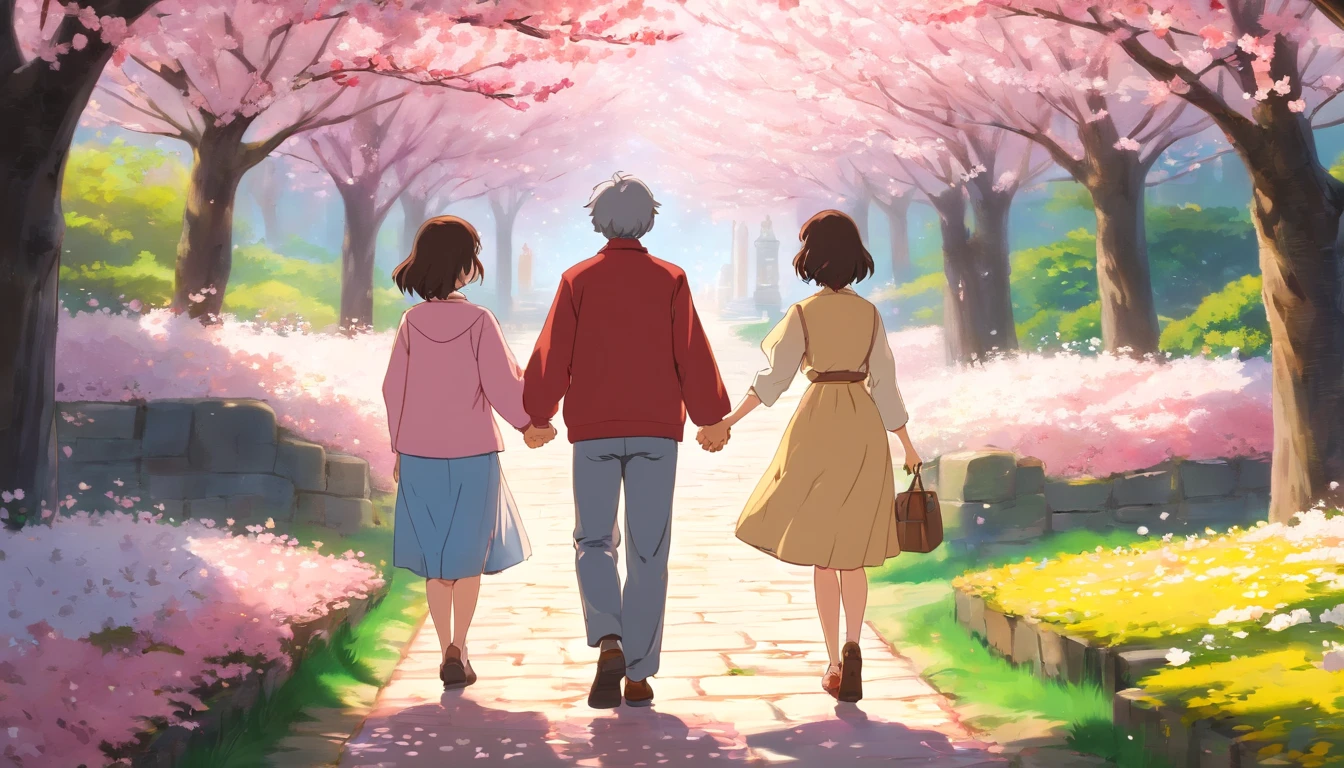 (best quality,realistic,photorealistic:1.37),a couple's feet walking on a path covered with fallen pink cherry blossoms,paved path,delicate pink petals,romantic atmosphere,symbolizing life's journey,path towards the future,springtime,beautiful blossoms,loving couple,harmony,gentle steps,pink cherry blossoms underfoot,enjoying each other's company,creating lasting memories,walking hand in hand,united in love,following their dreams together,shared goals and aspirations,warm sunlight filtering through the branches,soft petals brushing against their skin,tranquil and serene ambiance,fleeting beauty of cherry blossoms,vivid colors,subtle fragrance in the air,love in full bloom,nature's embrace,whispering breeze,scented petals,creating their own path,eternal love,union of souls,dreamlike aura,dancing petals,cosmic connection,cherishing every step,legacy of love,cherished memories,fleeting beauty,steps towards forever,harmonious journey.