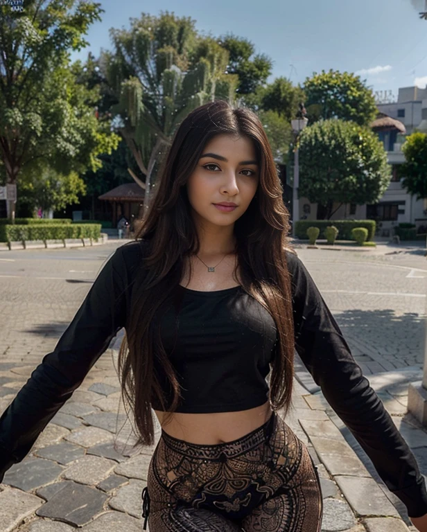 (Best quality, Ultra-detailed, Masterpiece:1.5), photograph of a beautiful pakistani woman. The woman should have a flawless, highly detailed face with soft, luminous skin. Her long hair should be naturally brown and stylishly arranged. (Perfect Eyes:1.2), double eyelids, photo-realistic:1.5), 8K UHD, high budget, bikini, sexy style, expressive eyes, vibrant smile, Good shadows, graceful pose, full body