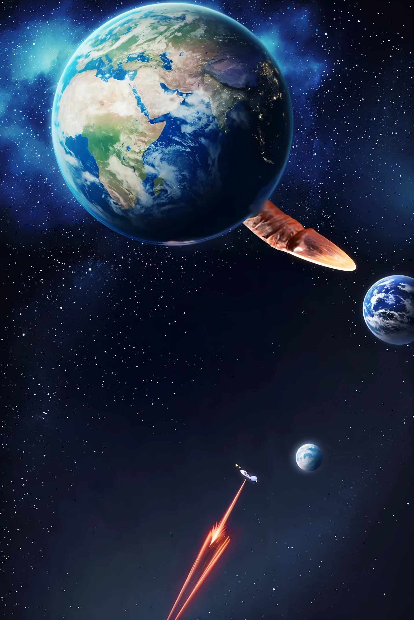 arafed view of a planet with a space shuttle in the foreground, earth in space, earth outside, orbiting earth, with earth, with earth in the background, creation of the world, the earth, earth in background, is holding a tiny planet earth, approaching earth, earth in the background, travis scott flying over earth, earth covers lightly
