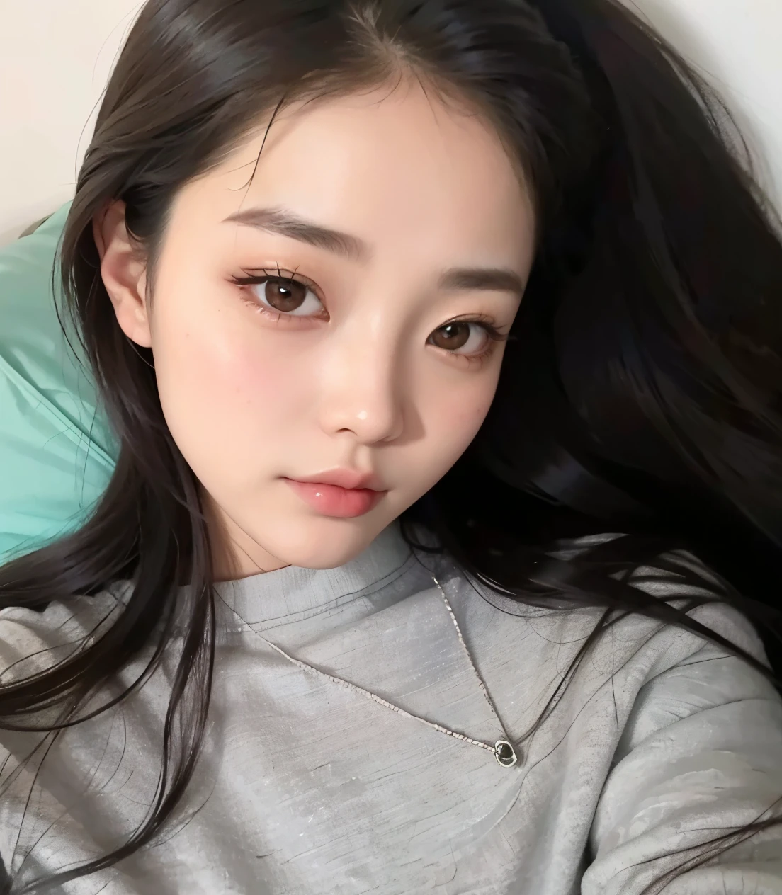 un primer plano de una mujer joven con el pelo largo recostada en una cama, Heonhwa Choe, Jaeyeon Nam, Lee Ji-eun, Lee Ji - Eun, Parque Ji-min, Joven y adorable rostro coreano, Hermosa joven coreana, Hermosa mujer surcoreana, Chica coreana, Hermosa joven coreana, Linda actriz coreana, hwang se - on, Shin Min Jeong