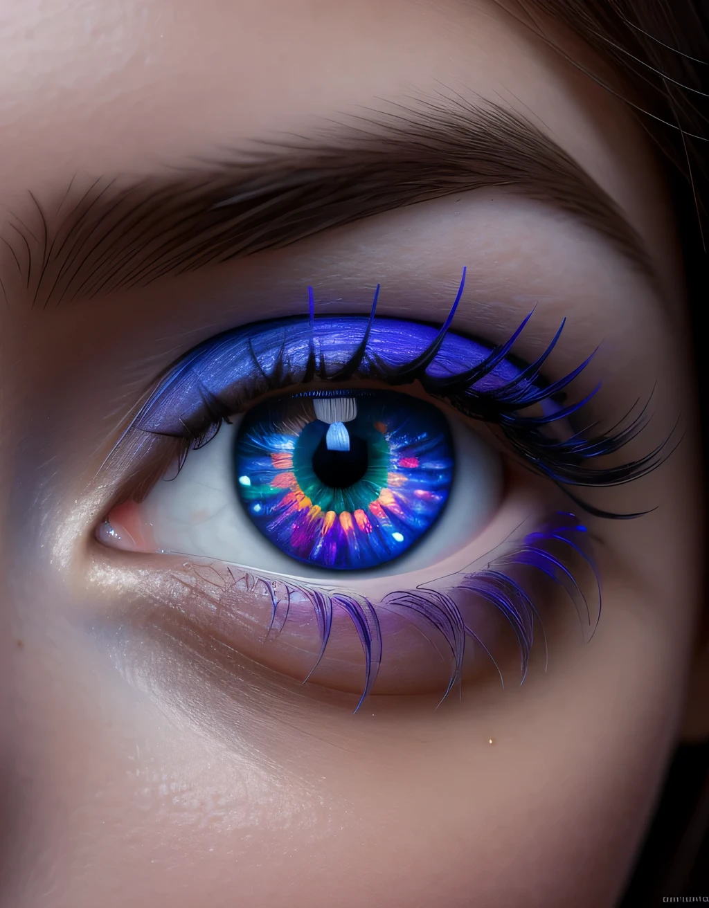 (masterpiece, best quality, high res), detailed, realistic, HD, 4k, a eye with a purple and blue galaxy in the iris, galaxy in eyes, beautiful glowing eyes, the eye of the universe, stars are hidden in the eyes, mystic eye, glowing magical eyes, gazing eyes, fantasy,
