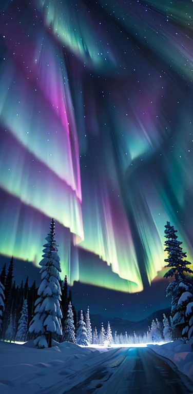 nieve,Aurora boreal azul-violeta,Resumen de color,,Aurora boreal azul-violeta,la noche,Aurora boreal azul-violeta,Color Vivd,(Profundidad de campos:1.2),Falling snowflakes,Hay muchos cubos en forma de diamante en el suelo.,cold temperature