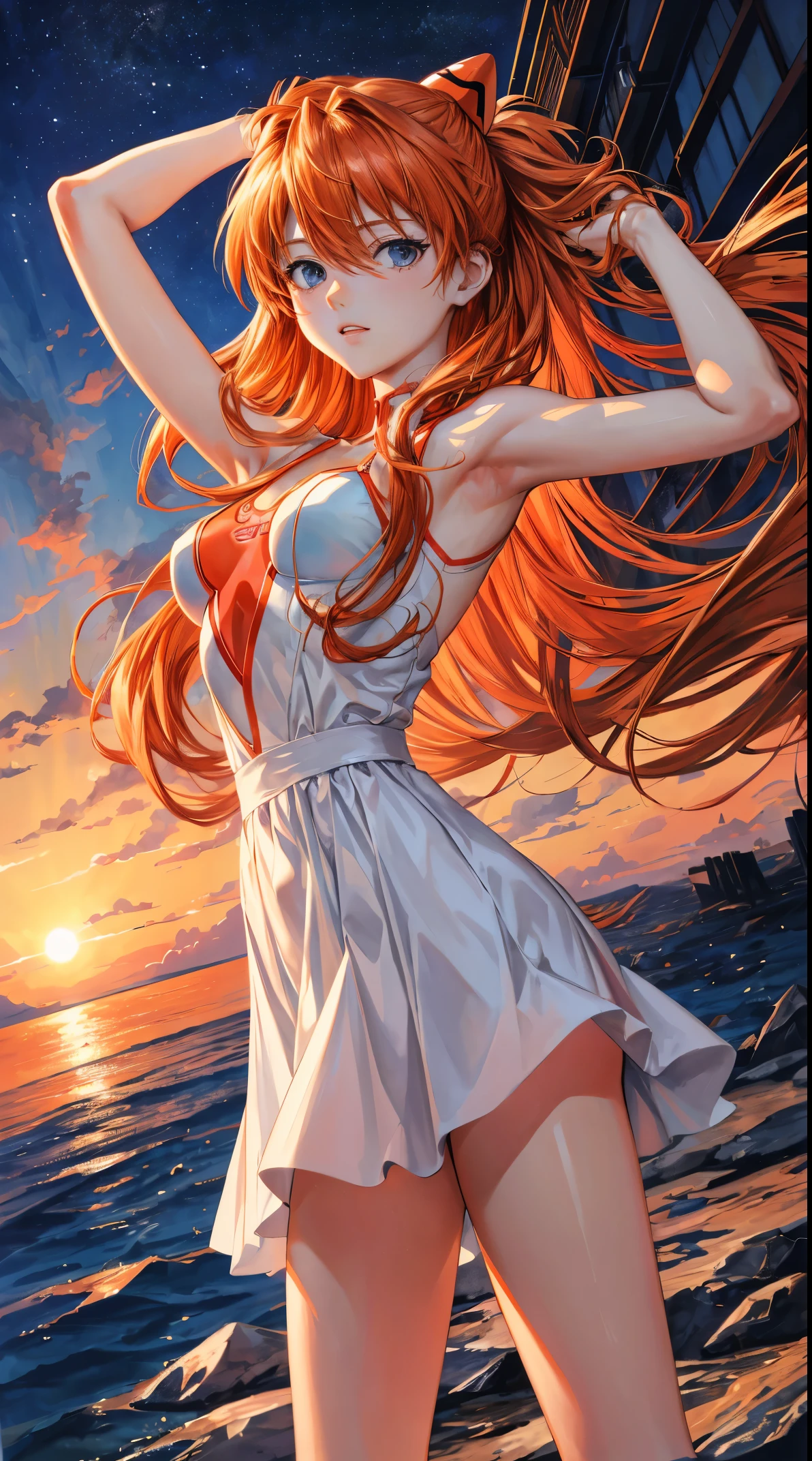 (tmasterpiece, quality, Best quality at best, offcial art, Beautiful and beautiful:1.2)Soryu Asuka Langley, Long orange hair,Shin Evangelion