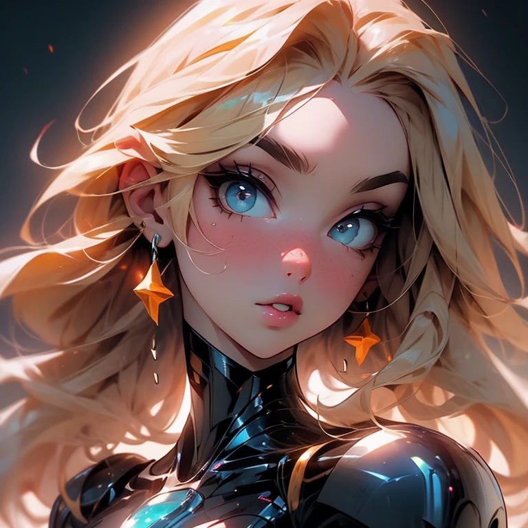 A robot beautiful girl, Christmas ⛄ theme, at nighty, beautiful face, pretty make up, beautiful body shape, sparling pictures, full body, with a short Christmas dress, sexy robot