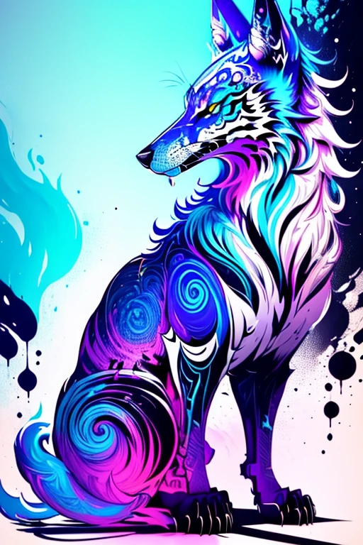 Splash art, a wolf head, ((white background)), piercing eyes, epic Instagram, artstation, splash style of colorful paint, contour, hyperdetailed intricately detailed , unreal engine, fantastical, intricate detail, splash screen, complementary colors, fantasy concept art, 8k resolution, deviantart masterpiece, oil painting, heavy strokes, paint dripping, splash arts