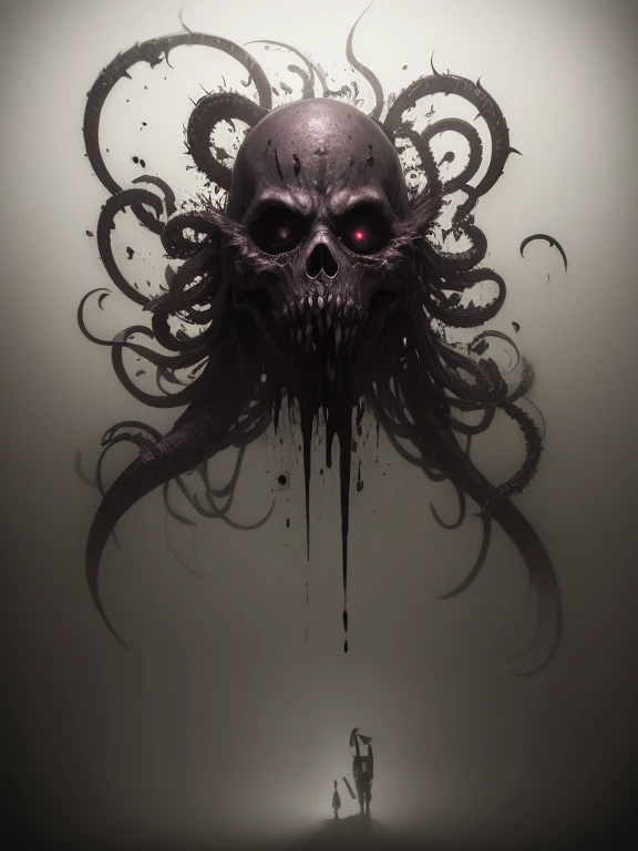 ((best quality)), ((masterpiece)), ((ultra realistic)), ((dark fantasy style)), (girl:1.3), ((nude:1.3)), sexy, (girl without eyes), beautiful intricately detailed soft oil painting, full body wrapped in tentacles, ((beautiful face without eyes)),, BREAK, towering writhing shadows, terrifying evil cthulhu with detailed gigantic monstrous tentacles, burning eyes, (body portrait:1.3), terrifying, dark, evil underwater city, air bubbles, running lava, huge tentacles with massive mouths and jaws, multiple arms, claws, red glow, giant floating skeleton horror, (glowing magic background, corrupted spiraling geometry background, cool vibrant crystalline fractures background:0.9), majestically detailed, backlit, deep shadows, enormous evil worms with millions of sharp teeth, colossal,