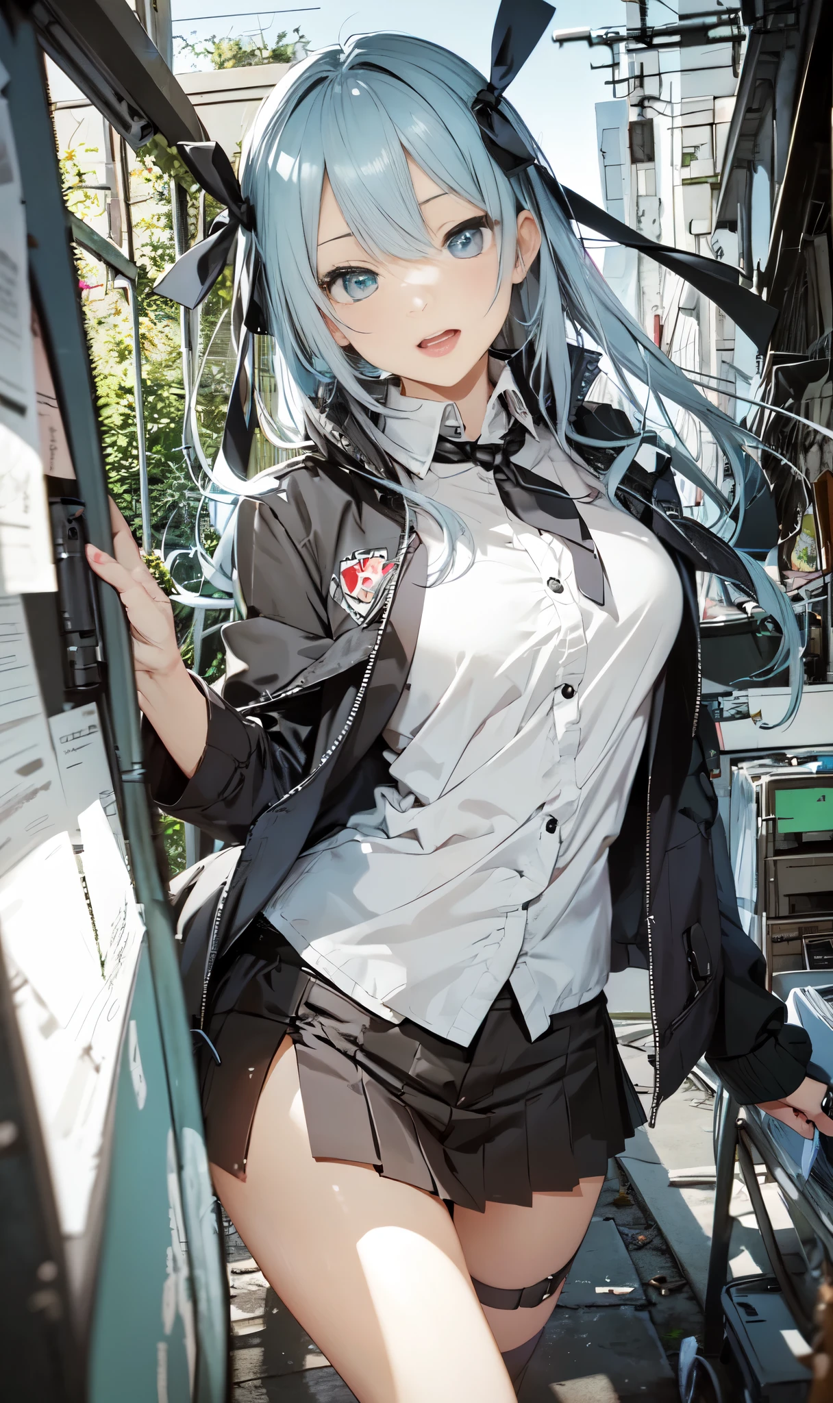 dishevled hair、blunt bang cut、Onepiece、dishevled hair、slovenly、Cross-eyed、Drunk、Turned、( Silly / Sexual ecstasy)、Turned、eye glass、top-quality, Photorealistic, An ultra-fine illustrations, beautiful attractive anime girl, miku hatsune, Slender body, Tied hair, one girls, a photo of girl, Full body shot, Beautiful blue eyes, Turned,