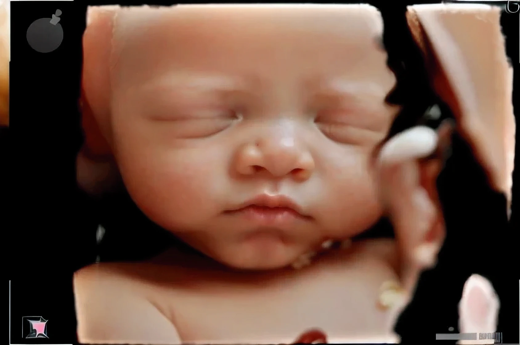 portrait, sleeping baby, fetus, inside womb, rosy face, hd, realistic, cute, baby girl,  8k, uhd, high quality, sharp focus, the composition beautiful rich and bright