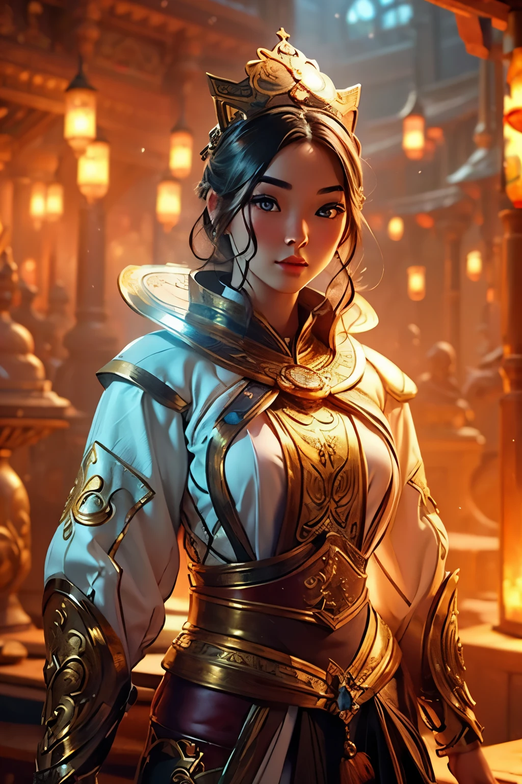 ((Best Quality)), ((Masterpiece)), (Very Detailed:1.3), (photorealistic:1.4), Mongolian Elements Gallery Lots of details Steam age, time, space, magic, fantasy, costume beauty, beautiful woman with perfect figure, double eyelids, metal