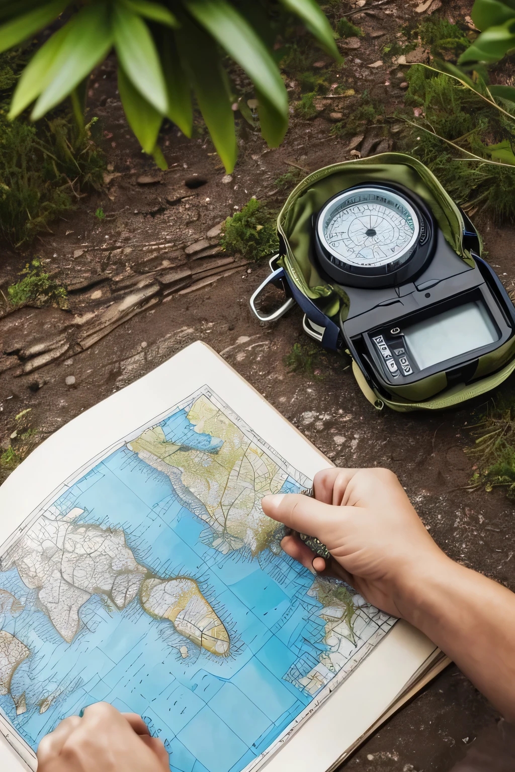 finding your way in the wild, maps and compasses, people looking for direction while looking at the map