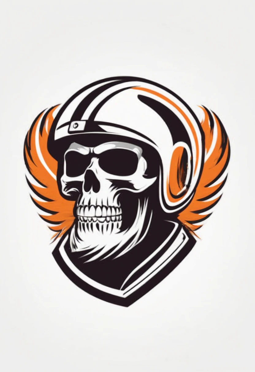 Vintage 50s ripped symbol with skull on side wearing motorcycle helmet with wings and several stripes around it. 