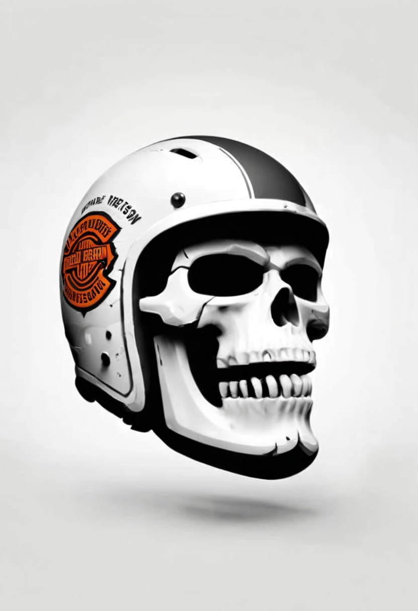 Harley Davidson logo design,t shirt design,beefy style,design only,white background,no model,professional,high contrast,high-res,ultra-detailed,vivid colors,metallic accents,sharp focus,edgy,dynamic composition,gritty texture,rough brush strokes,mechanical elements,chrome effect,classic typography,retro style,distressed look,aggressive lines and curves,3D rendering,striking visual impact,dark shadows,strong branding presence,monochromatic palette,industrial aesthetic, helmet skull