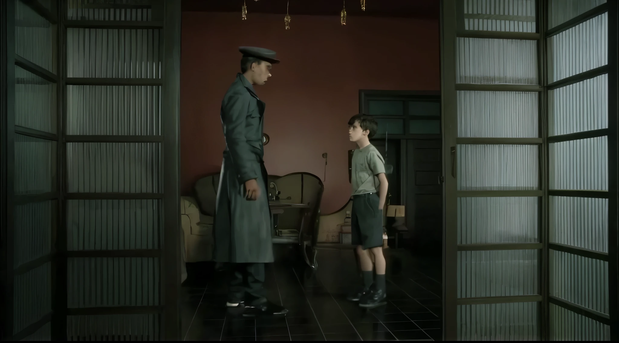 there is a man and a boy standing in a room, still from a live action movie, scene from live action movie, screenshot from a movie, opening scene, still from a movie, scene from a movie, still image from the movie, still from the movie, scene from the film, still from the film, from a movie scene, still frame from a movie