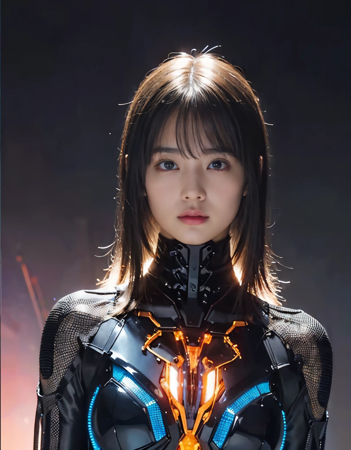 (1 mechanical girl and 1 alien)、(Mystical expression)、top-quality、masterpiece、超A high resolution、(Photorealsitic:1.4)、((Heavy chest)),Colossal tits、Raw photo、1人、glowy skin、(((1 Mechanical Girl)))、((transparent crystal suit bodysuit、The body can see through)).(Natural alien background to fight aliens)、(Small LED)、((super realistic details))),globalillumination、Shadow、octan render、8K、ultrasharp、机器人の背景、Colossal tits、Raw skin exposed in the cleavage、red metal、Details of complex ornaments、Japan details、highly intricate detail、Realistic light、(Mystical expression),CG Society Trenlow Eyes、Eyes shining towards the camera、Mechanical marginal blood vessels connected to neon detail tubes)、(Wires and cables connecting to the head)、Small LED、,Mechanical thighs、Toostock、(Hands are also made of machines)、机器人、future alien、Please wear a mechanical helmet、