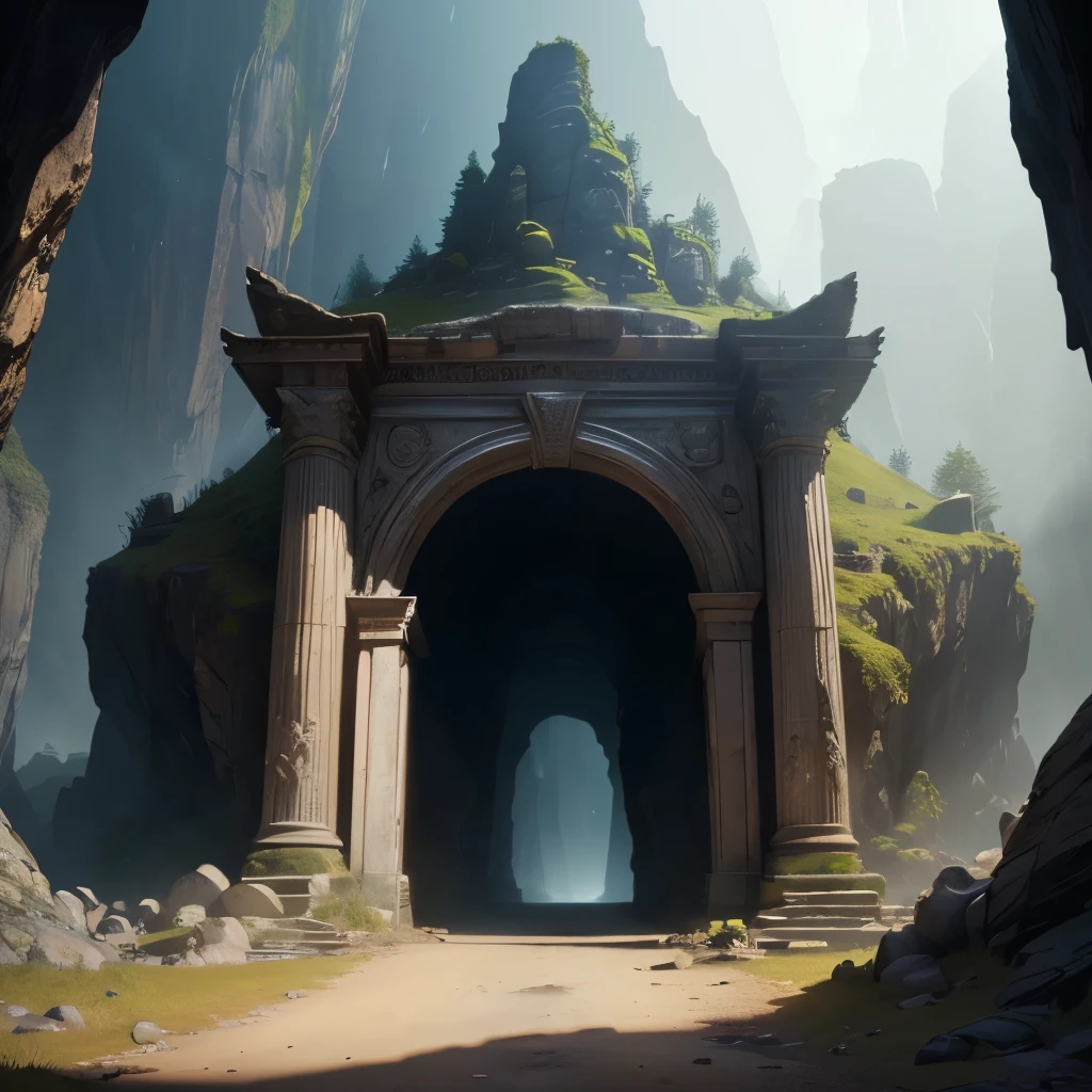 (best quality,highres,masterpiece:1.2),ultra-detailed,(realistic:1.37)
Mystical stone gate surrounded by an ancient cave, mysterious atmosphere, dimly, horror