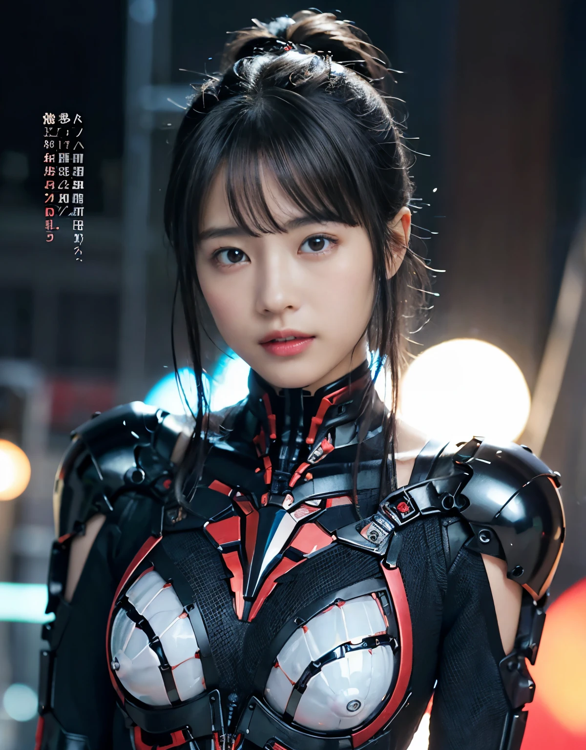 (1 mechanical girl and 1 alien)、（Mystical expression）、top-quality、​masterpiece、超A high resolution、(Photorealsitic:1.4)、((Heavy chest)),Colossal tits、Raw photo、1人、glowy skin、(((1 Mechanical Girl)))、((transparent crystal suit bodysuit、The body can see through)).(Natural alien background to fight aliens)、(Small LED)、((super realistic details))),globalillumination、Shadow、octan render、8K、ultrasharp、机器人の背景、Colossal tits、Raw skin exposed in the cleavage、red metal、Details of complex ornaments、Japan details、highly intricate detail、Realistic light、(Mystical expression),CG Society Trenlow Eyes、Eyes shining towards the camera、Mechanical marginal blood vessels connected to neon detail tubes)、(Wires and cables connecting to the head)、Small LED、,Mechanical thighs、Toostock、（Hands are also made of machines）、机器人、future alien、Please wear a mechanical helmet、