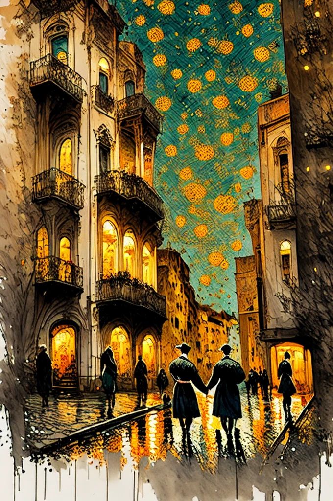 Affiche vectorielle style Van Gogh (quartier Príncipe Real dans la ville de Lisbonne) en terrasse le soir sur la place de la ville à Lisbonne le soir de Noël avec les décorations de Noël ; peinture naturalisme impressionniste pointillisme couleurs vives avec du contraste, Proche de la perfection, dynamique, Clair de lune, Très détaillé, Peinture à l’aquarelle Vincent Van Gogh, illustration, illustrations de Van Gogh, Lisbonne, quartier Príncipe Real dans la ville de Lisbonne, selfie impressionniste pointillisme vue avec décorations lumineuses de Noël avec le style impressionniste naturalisme pointillisme Lisbonne