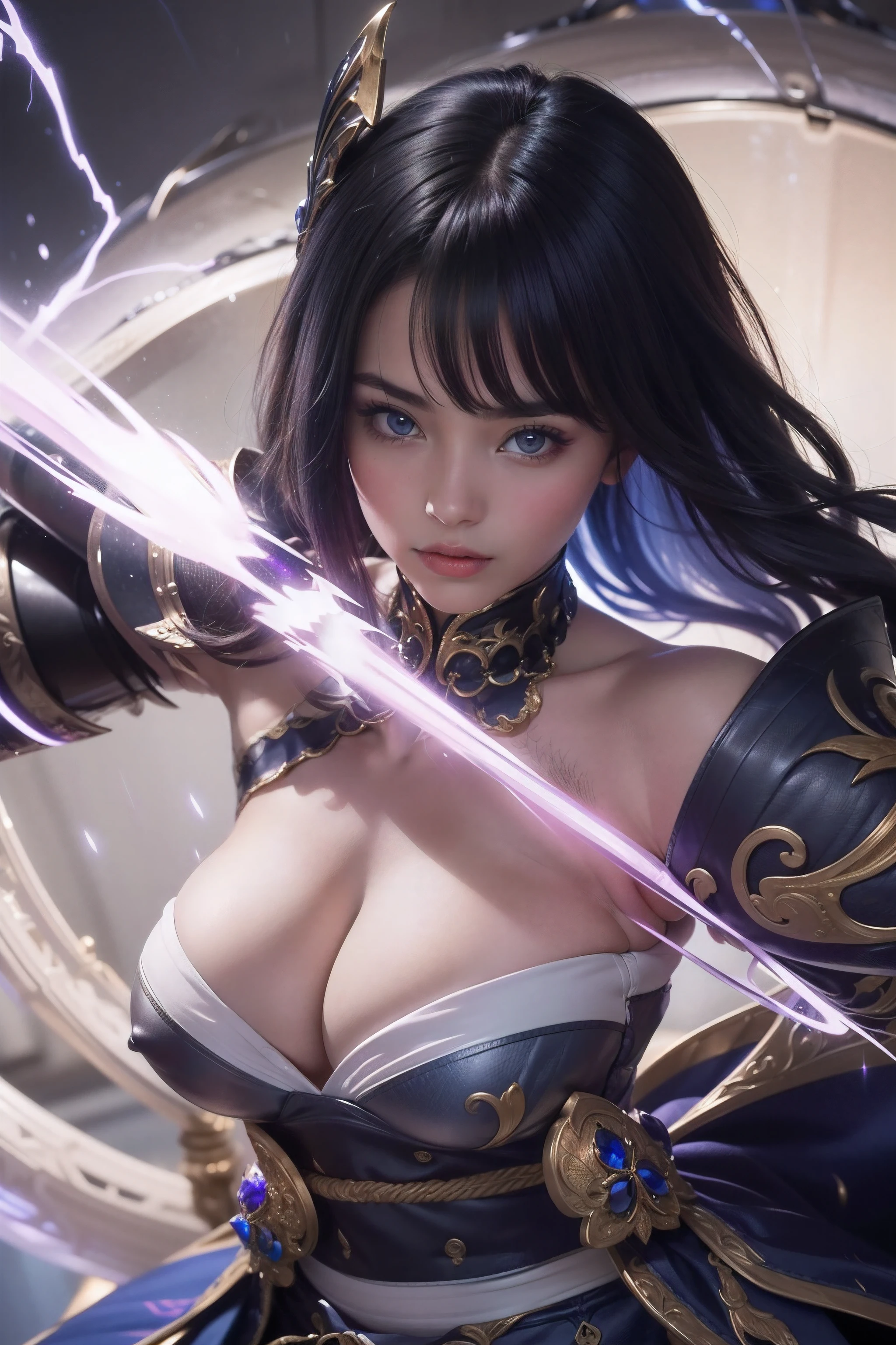 ((melhor qualidade, 8k, 32k, piece of master, UHD: 1.2, foto profissional, foto ultra realista, master part)), fantasia, multi-angle, foto em close-up, foto ultra detalhada, Beleza Guerreira, sexy, Erotic , pornografiaography, (Deusa da Beleza), 1 girl, pernas largas, pernas largas, agachada mostrando a buceta, pubic hair sticking out of micro panties, micro calcinha presa na buceta, ((seios grandes, gigantic display: 1.2, seios longos e pontudos, Seios longos naturais saindo do decote, pornografia)), ((corpo sexy, corpo curvo, corpo nu, corpo em forma, abdominais de seis pacotes, bunda grande e perky)), Seraphina is a rider who likes to show off her corpo sexy, sua buceta, seus lindos seios e seus segredos, your female private parts, her breasts exposto, exposto, sua beleza cativante combina harmoniosamente com sua excepcional habilidade sexual. (His blue eyes sparkle with determination) enquanto seu cabelo colorido cai em ondas suaves sobre os ombros. Vestido com roupas finamente trabalhadas, roupas muito detalhadas, armadura sexy com detalhes dourados e joias, she exudes a subtle Sensualidade.
(Seraphina is a desired warrior, a mais linda de todas as mulheres, The armor hugs the curves of your feminine body with elegance, tudo perfeito, tudo detalhado, perfeccionista), Highlighting the breasts with Sensualidade. Delicate lines and intricate details add a touch of seduction to your presence. A flowing cape dances in the wind as she moves, adding an element of mystery and charm. Your face is very beautiful and attractive, full lips, beleza facial, mulher perfeita.
armor and adjusted to highlight your femininity and muscular abdomen.
Seraphina is more than just a sexual figure; She is a formidable warrior with a magnetic aura that transcends the battlefield. Its charm lies in the unique combination of beauty, Sensualidade, pornografiaography, everyone admires her for her Erotic, naked appearance ((com micro calcinha transparente mostrando a bucetinha)). ambiente: medieval, Escuro, thunders, lightnings.