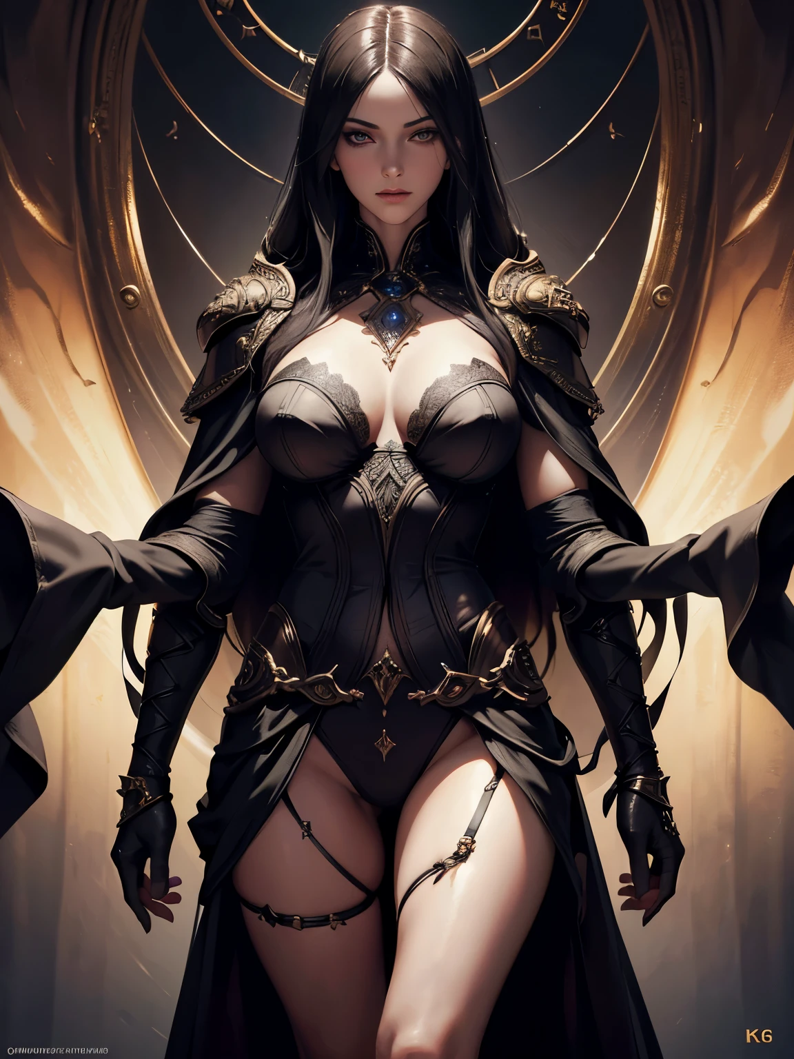 picture of a slim sorceress woman, (detailed face 1.6), (detailed eyes 1.2), (detailed mouth 1.2), (detailed nose 1.2), (detailed legs 1.2), beautiful, wearing leather straps and bone armor, lingerie (delicate fabric 1.3), (translucent fabric 1.3), HD, Stunning, Character, Portrait, (muted natural colors:1.3) Intricate, High Detail, dramatic, Subsurface Scattering, Award Winning, Masterwork, Masterpiece, maximalist, dark magic symbols , 8k, high detail, (High Resolution), (8K), (Very Detailed), darkness, cinematic