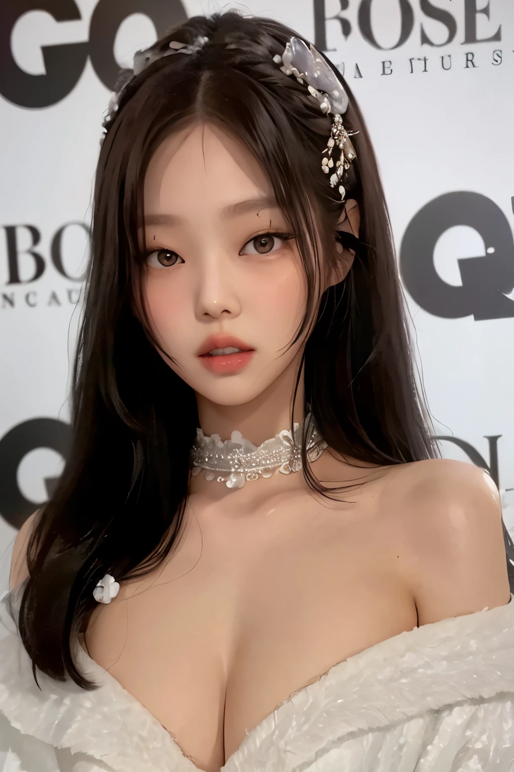 a close up of a woman with a very big breast, blackpink jennie, jossi of blackpink, portrait of jossi of blackpink, beautiful south korean woman, lalisa manobal, portrait of kpop idol, sun yunjoo, lalisa manoban of blackpink, gongbi, roseanne park of blackpink, korean idol, gorgeous young korean woman