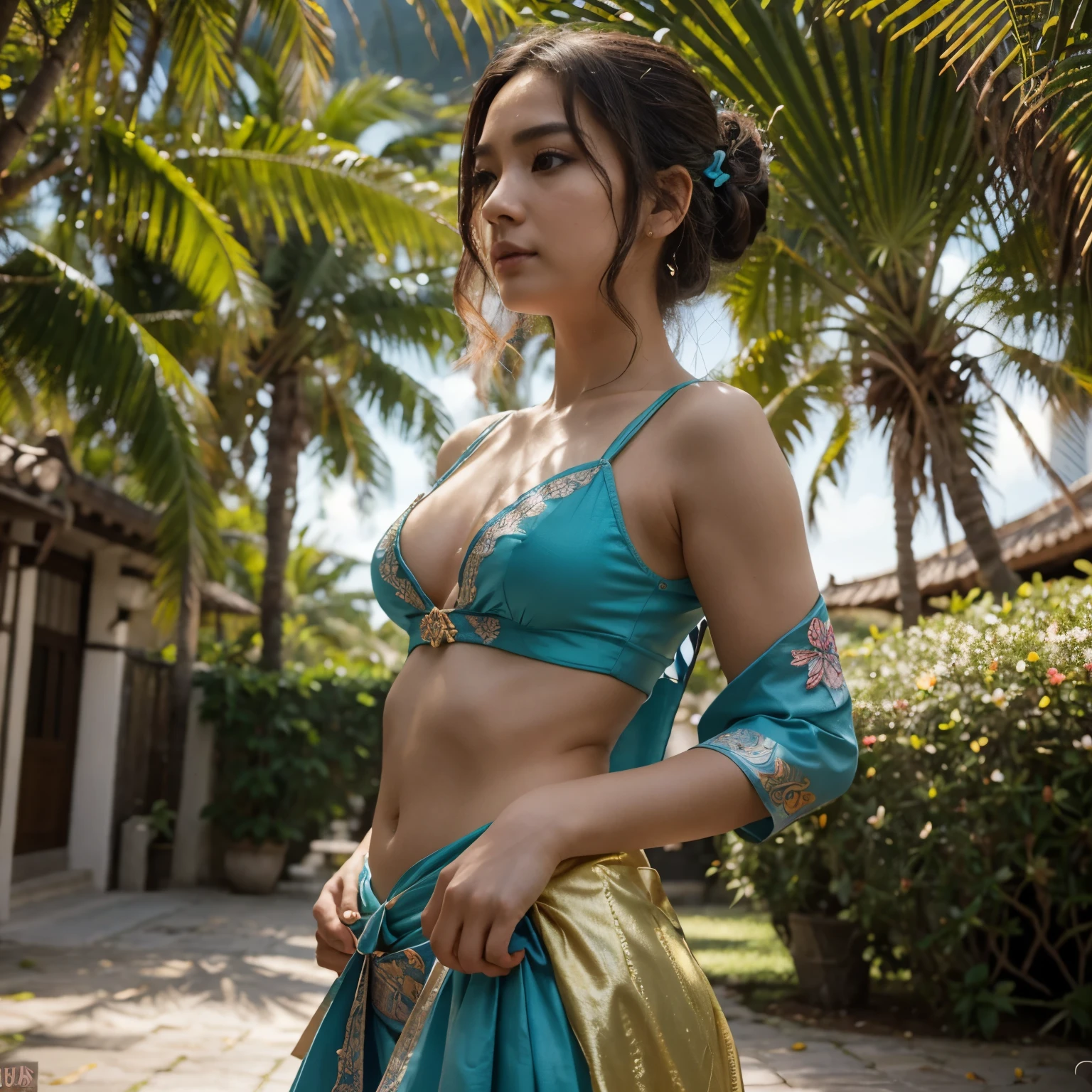 NSFW, super alta qualidade, master part, Perfect illustration, Detalhes extremamente altos (Luz e sombra delicadas, highly dramatic picture,)Zhong Hua, 1 girl, sozinho, Hanfu, antigo_Chinese_arquitetura, Campo de flores, flor, (peito grande:1.2) (Realistic:1.4), emaranhamento zen, Mandala, Tangled, arte oficial, Unity 8k papel de parede, super detalhado, lindo e bonito, master part, best quality, (Dynamic angle: 1.4), pele brilhante, (Flashes coloridos flutuantes: 1) As mais belas formas de caos, elegante, Fauvistadesign, cores brilhantes, romantic depth of field exotic_Dance, metade_nu, fundo detalhado da rua