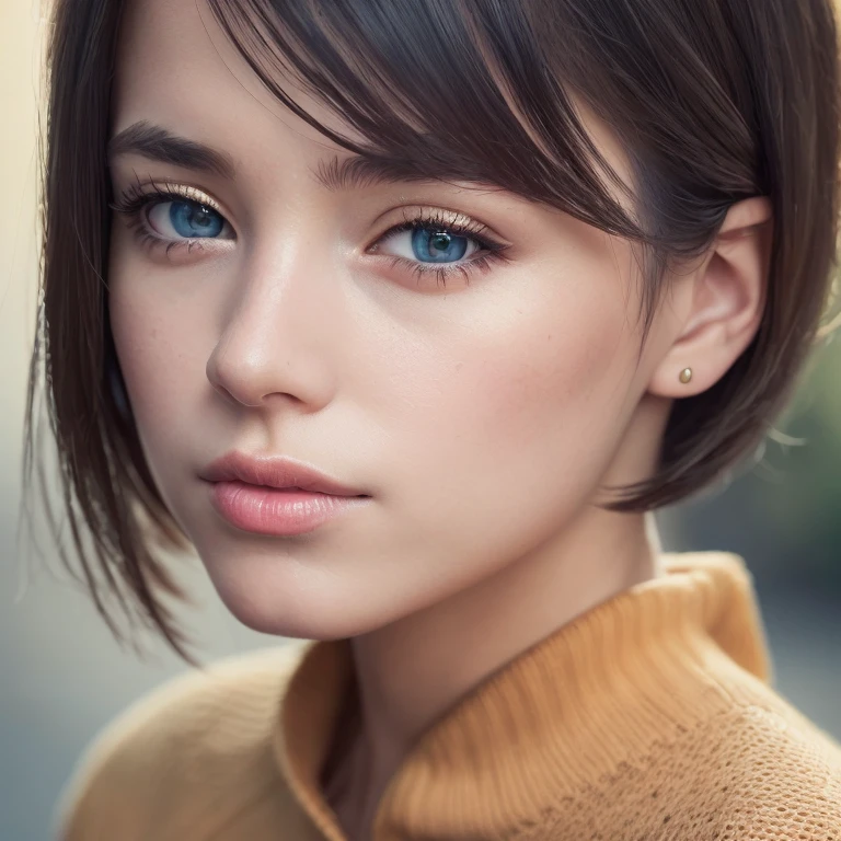 8k uhd、RAWphotograph、モデルphotograph撮影、Russian Race, European race, (masterpiece, highest quality, photorealistic, High resolution, photograph: 1.3), Close-up, Focusing, hot models, slim, 30 year old mature woman、small face、short cut hair、dark brown hair、Detailed beautiful eyes、realな肌, (perfect body), Sexy hot face, erotic, sexual gaze, slim, Sweat top, Detailed beautiful eyes、glossy lips、small breasts、、bust B cup、((bright light、dynamic lighting、real、超real、 realism、realistic details、Cool Beauty、cool pose、background gray、Plain gray background