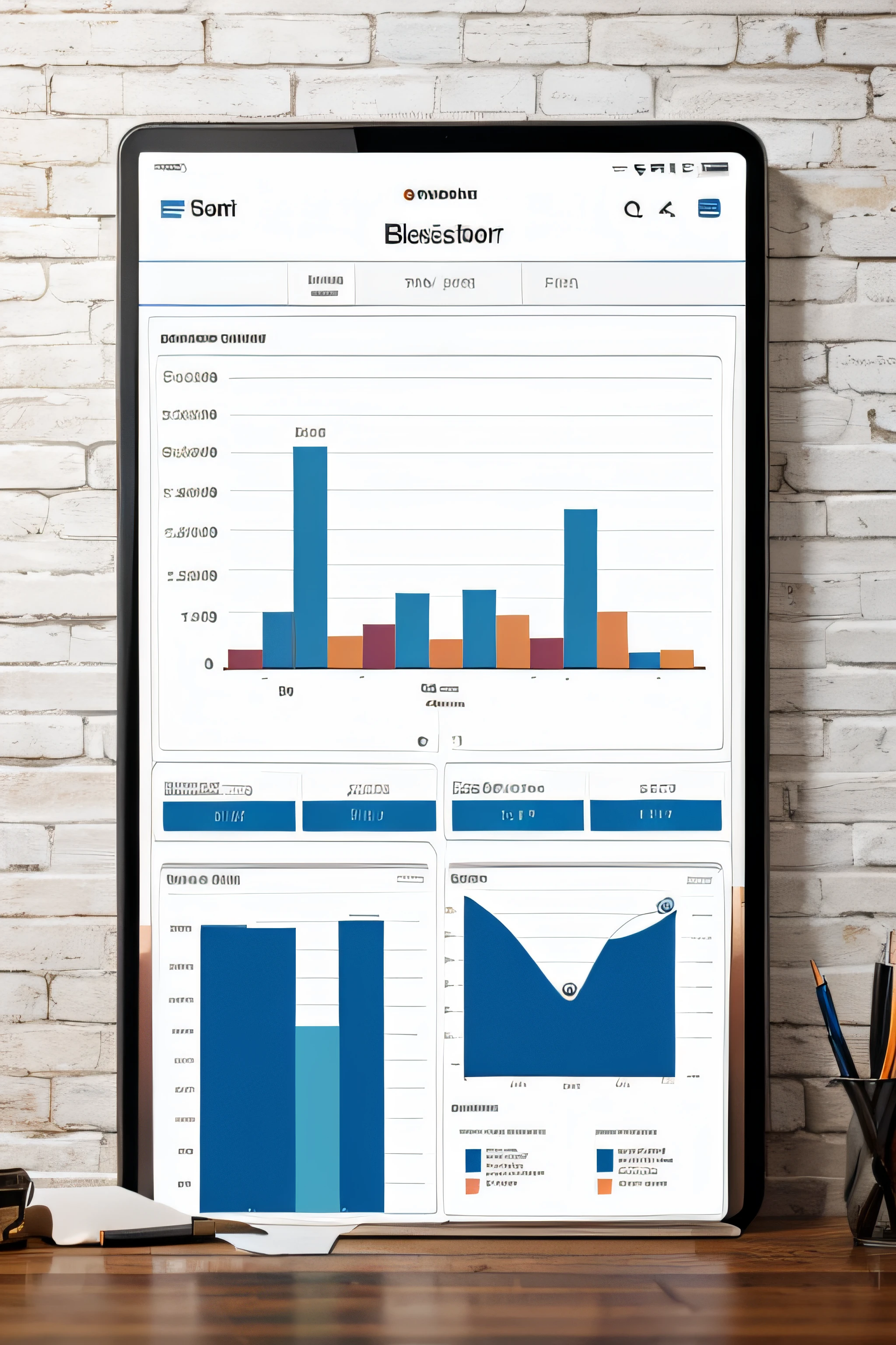 Business chart and commercial monitor. Mixed media