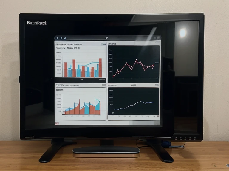 Business graph and commercial monitor. mixed media