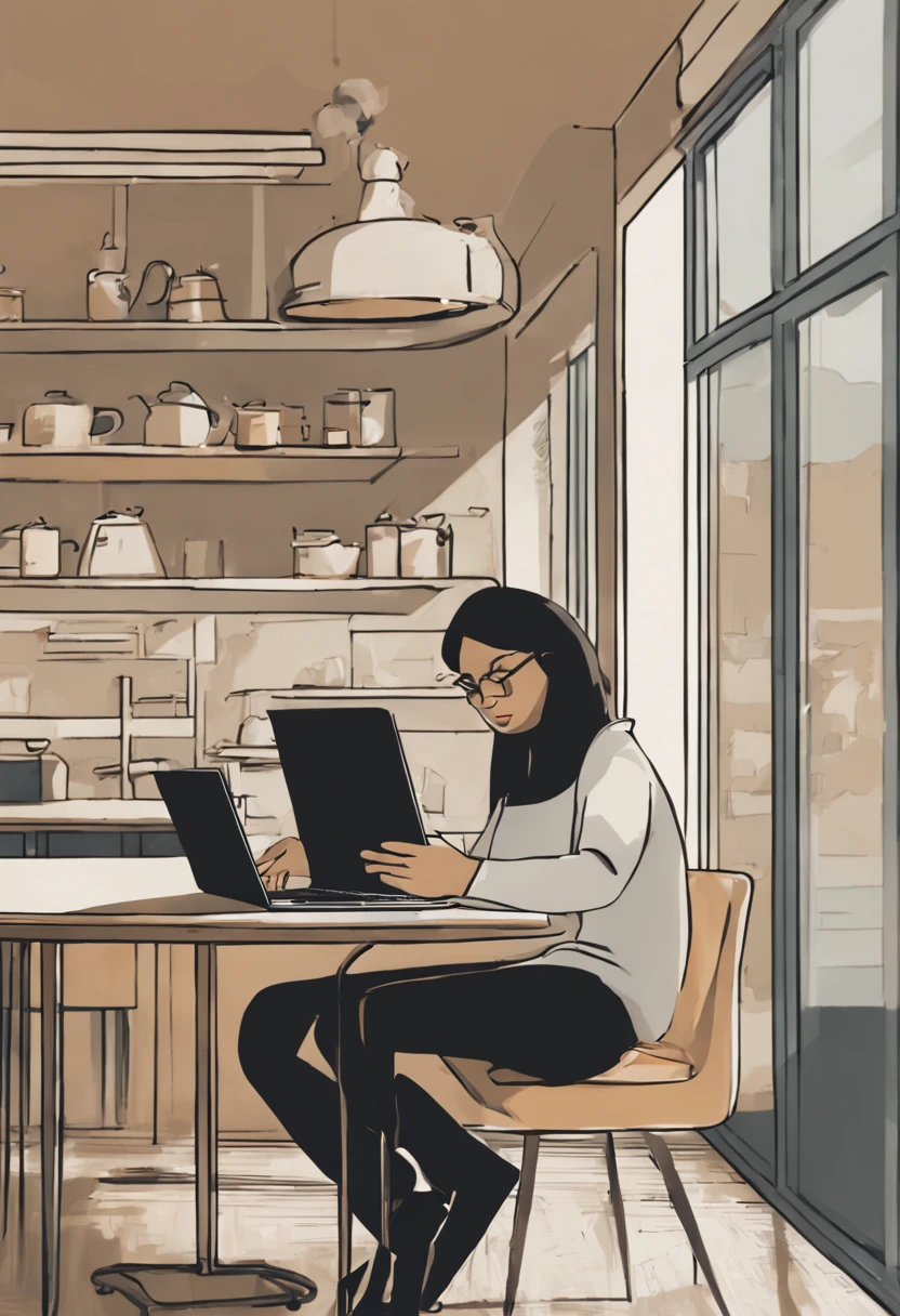 Image of a person working on a laptop in a cafe or at their home