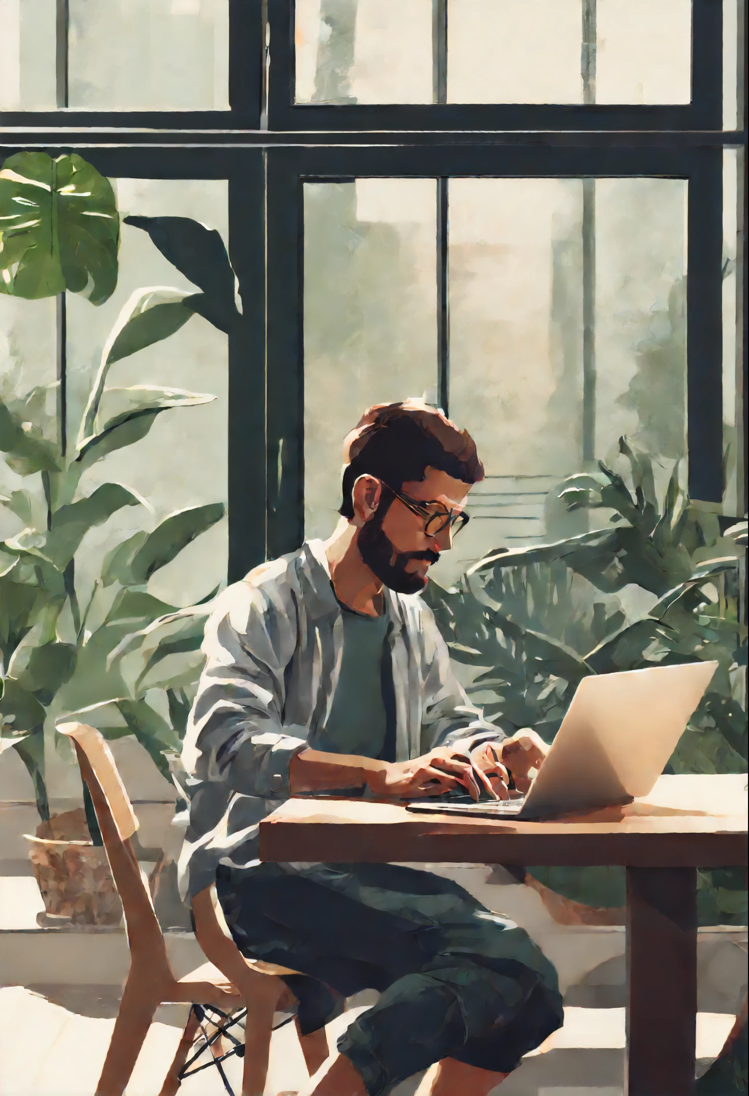Image of a person working on a laptop in a cafe or at their home
