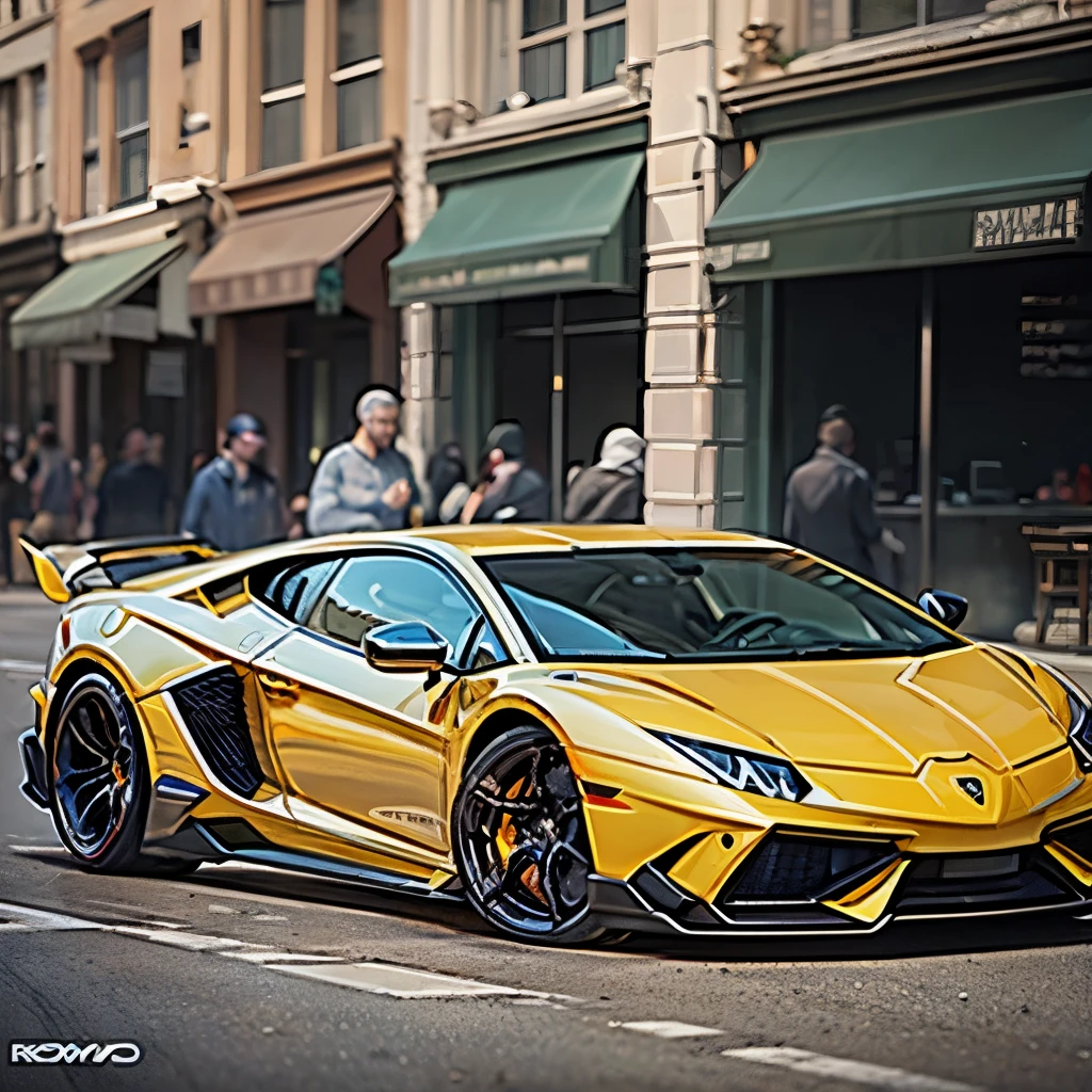 a Yellow Lamborghini on the street --auto --s2