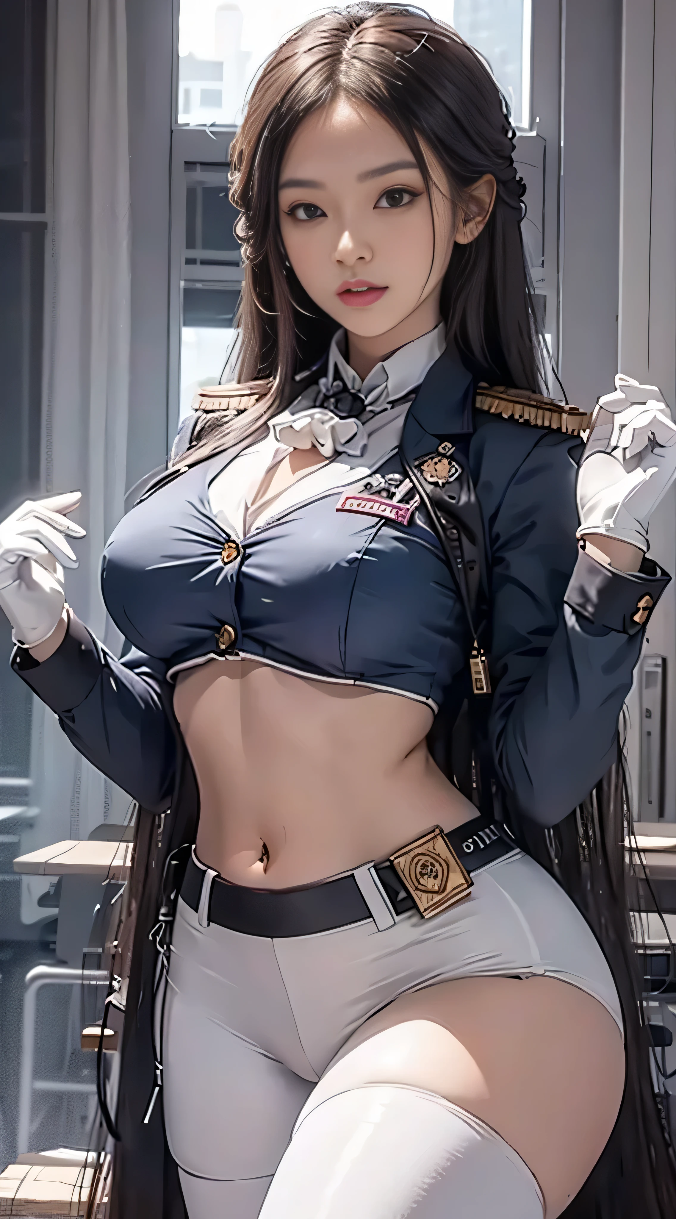 a japanese butifull  gigantic breasts police woman  under hypnosis　is wearing a japanese police woman costume