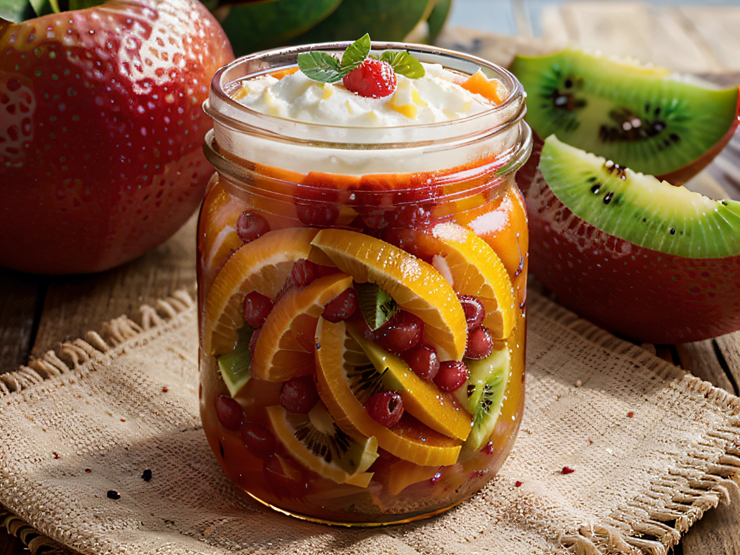 Vibrante salada de frutas kiwi morango laranja uva