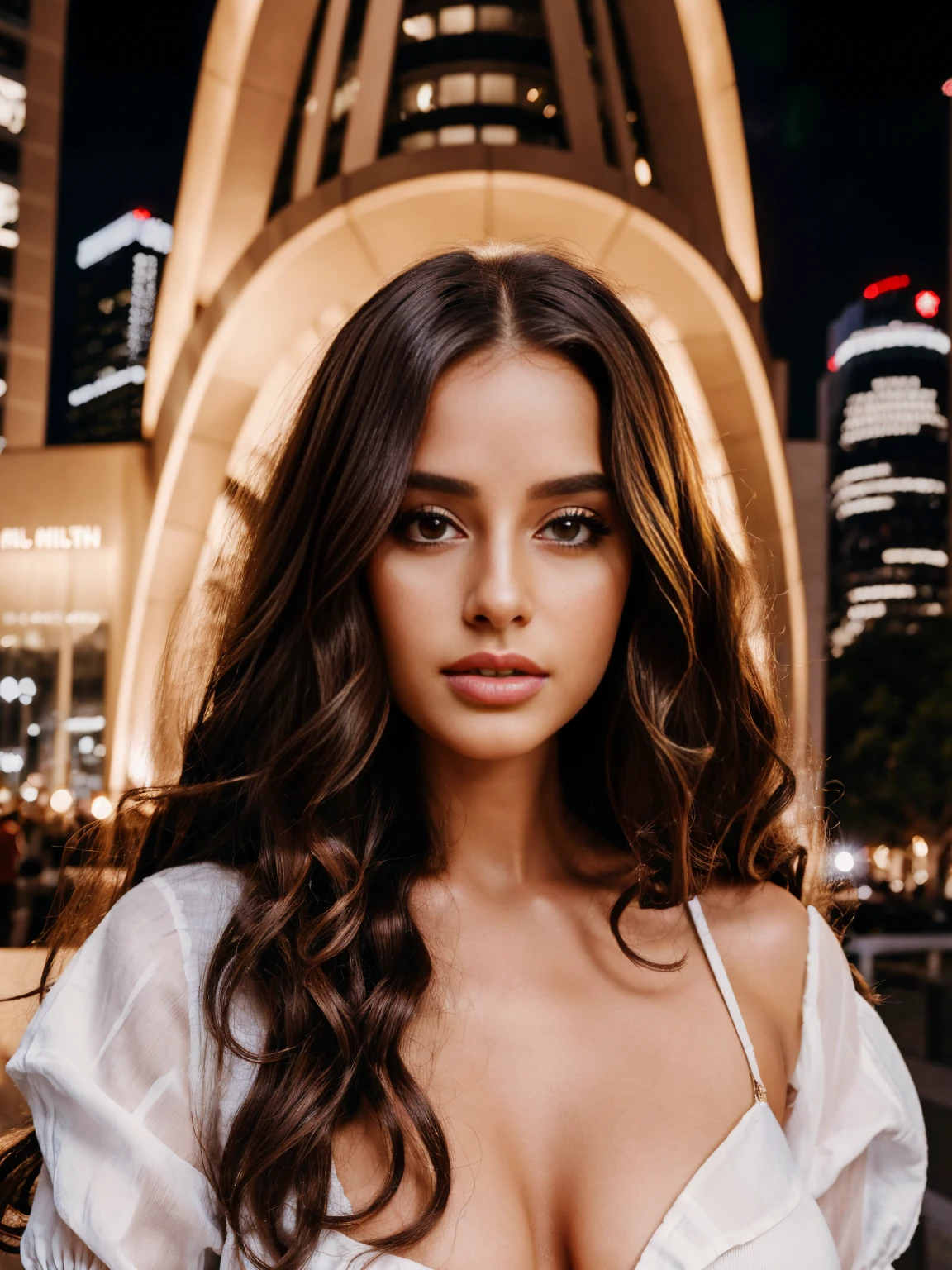 masterpiece, best quality, extremely detailed CG unity 64k wallpaper,  ultra-high resolution, ultra-high definition, maximalist, 64k UHD, highres, intricate, intricate details, highly detailed, finely detailed, ultra-detailed, moonlight, night, full body portrait, 2 Albanian women, 30 years, cute, neat face, detailed, small neat nose, neat plump lips, big eyes, neat eyes, brown eyes, Alice Milano, long hair, curly hair, natural shine, chocolate hair, gorgeous, city girls, western, hot girls with a cute face, full body portrait, 2 women in outfit in the fantasy world, platinum updo, touching her hair